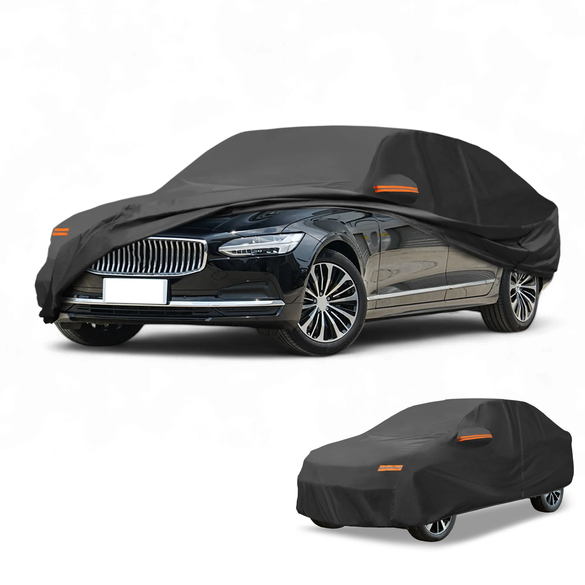 Car Cover All Weather for Volvo S90 Sedan Black 190T-PU with Left Zipper