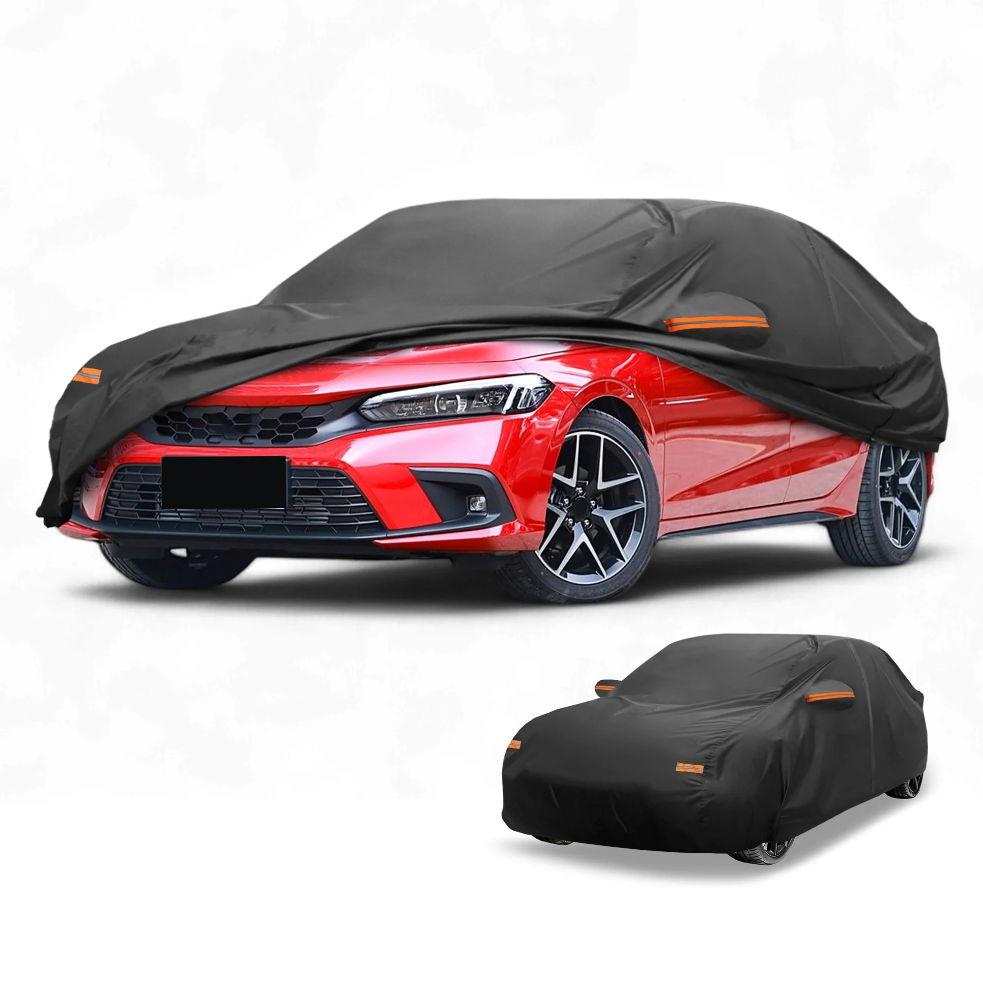 Car Cover All Weather for Honda Civic Sedan Black 190T-PU with Left Zipper
