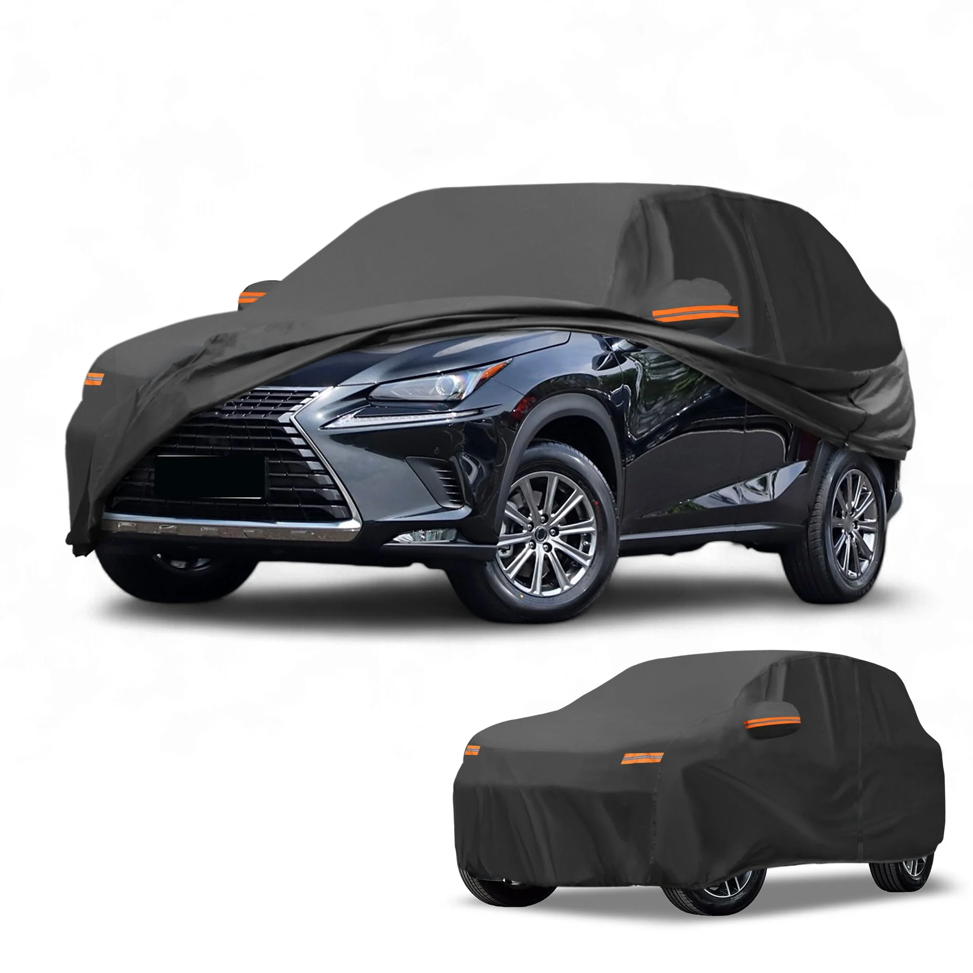 Car Cover Waterproof All Weather Sun Rain Protection Full Exterior Cover for Lexus NX 190T-PU Black with Left Side Zippers