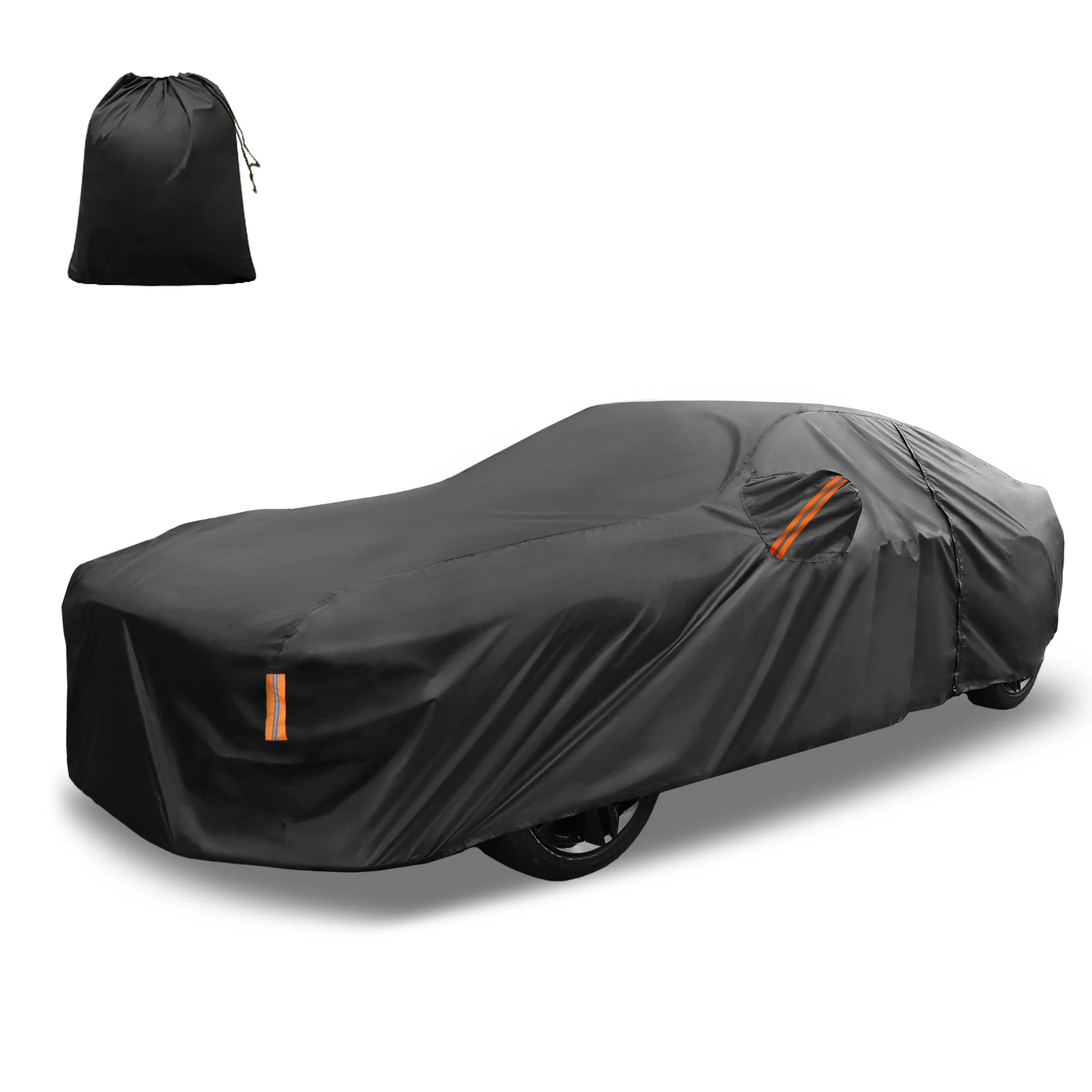 Car Cover Waterproof All Weather Sun Rain Protection Full Exterior Cover for Ford for Mustang 190T-PU Black with Left Side Zipper