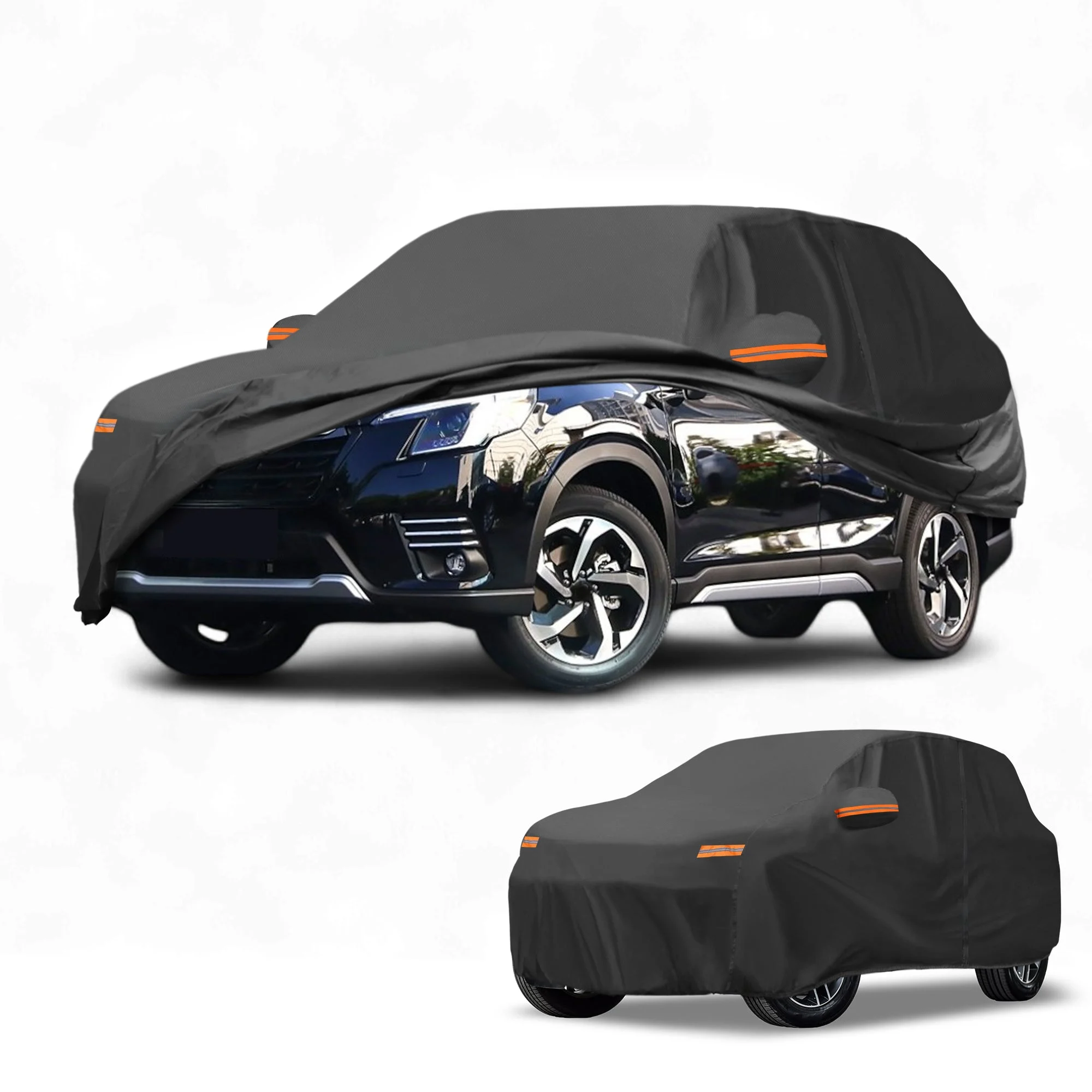 Car Cover All Weather for Subaru Forester Black 190T-PU with Left Zipper