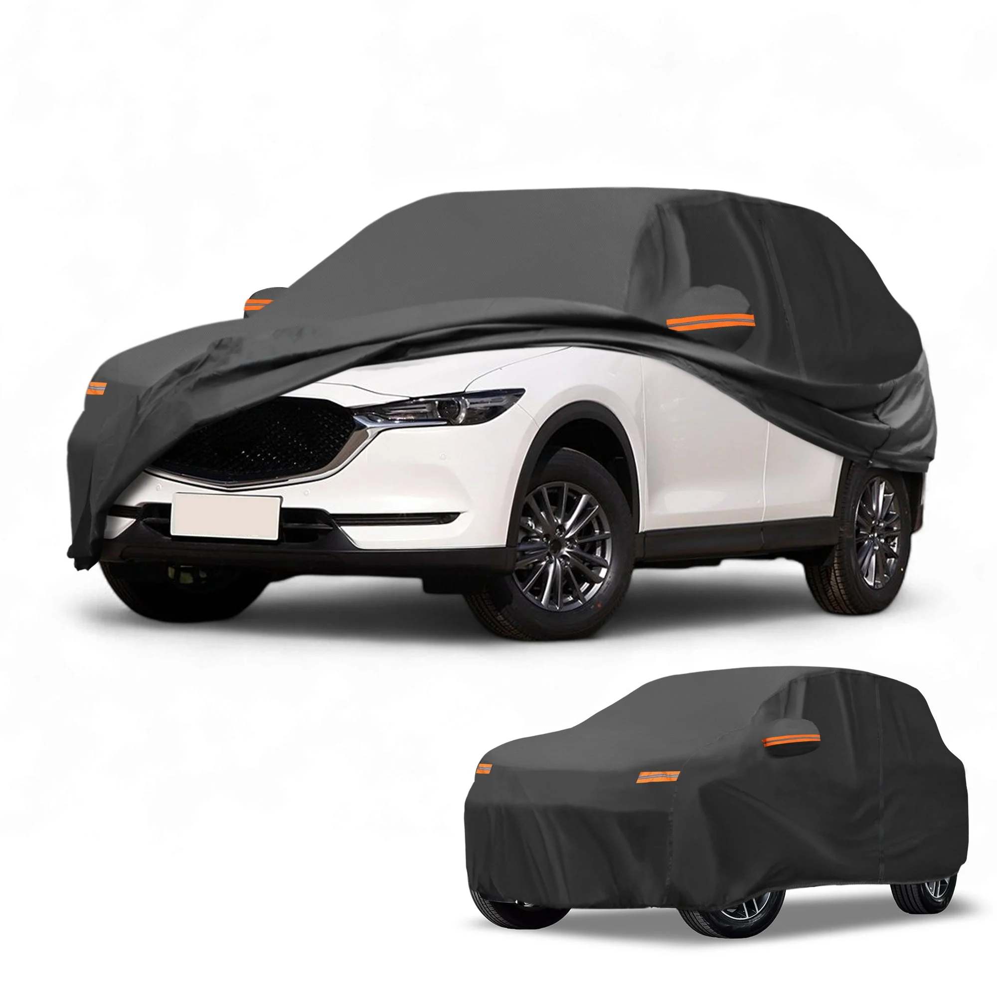 Car Cover Waterproof All Weather Sun Rain Protection Full Exterior Cover for Mazda CX-5 190T-PU Black with Left Side Zippers