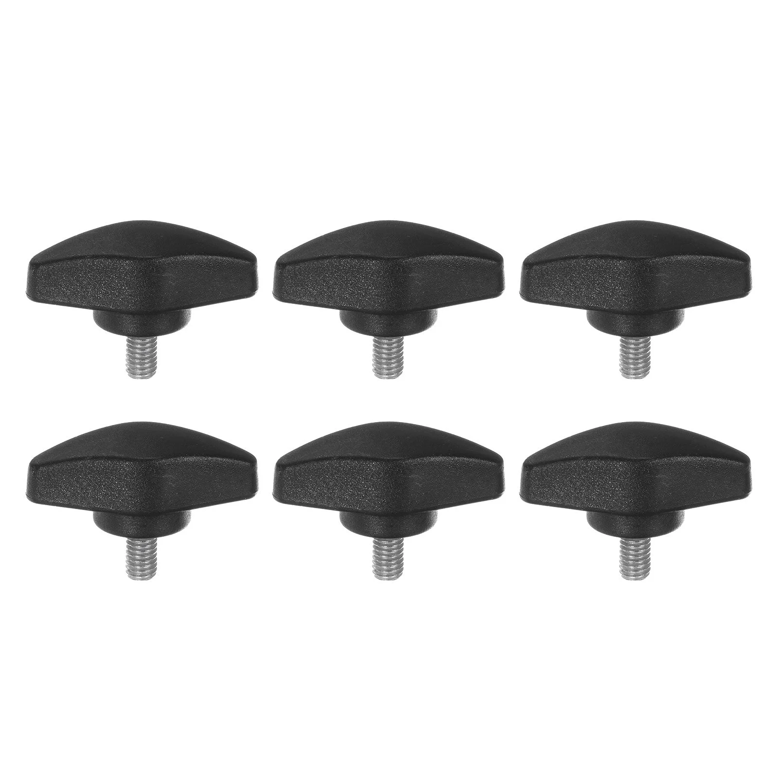 6pcs Tee Wing Knobs M5 x 8mm Metric Male Threaded Stud T Head Plastic Knob Handles Thumb Screws Hand Clamping Tightening Knob Grip Thumbscrew, Black