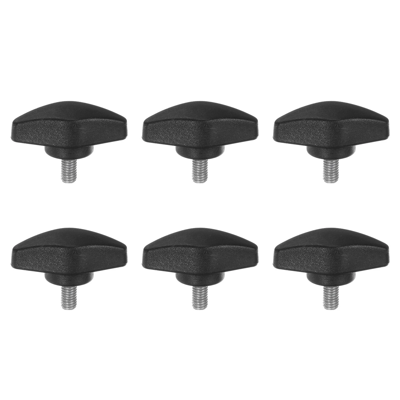 6pcs Tee Wing Knobs M5x10mm Metric Male Thread T Head Clamping Thumb Screw Black