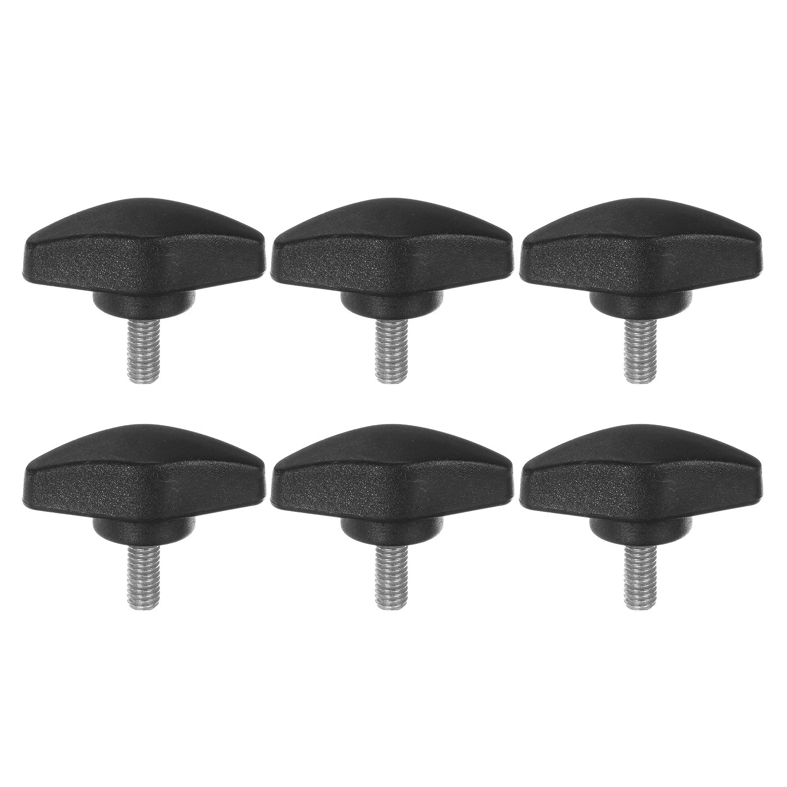 6pcs Tee Wing Knobs M5x12mm Metric Male Thread T Head Clamping Thumb Screw Black