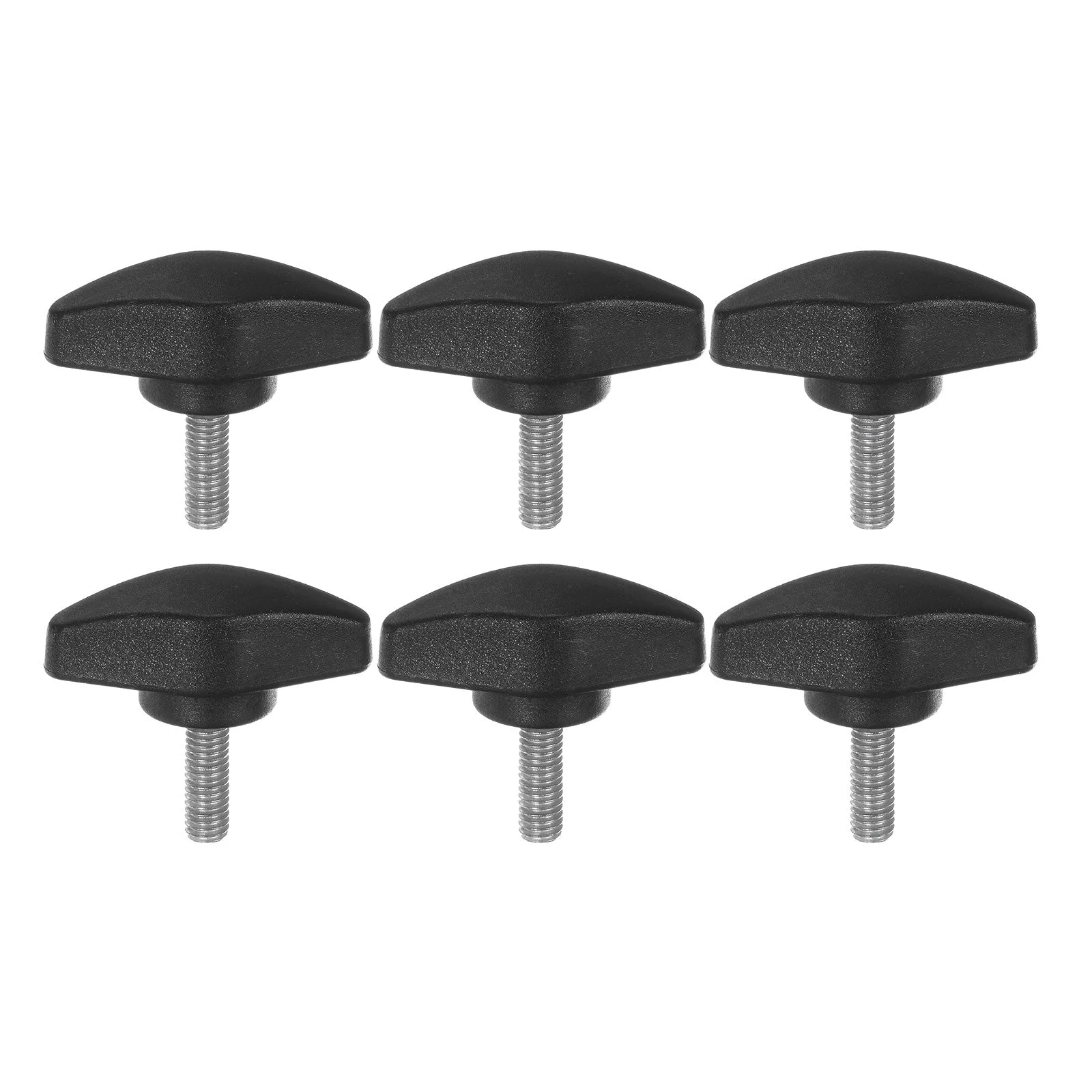 6pcs Tee Wing Knobs M5x16mm Metric Male Thread T Head Clamping Thumb Screw Black