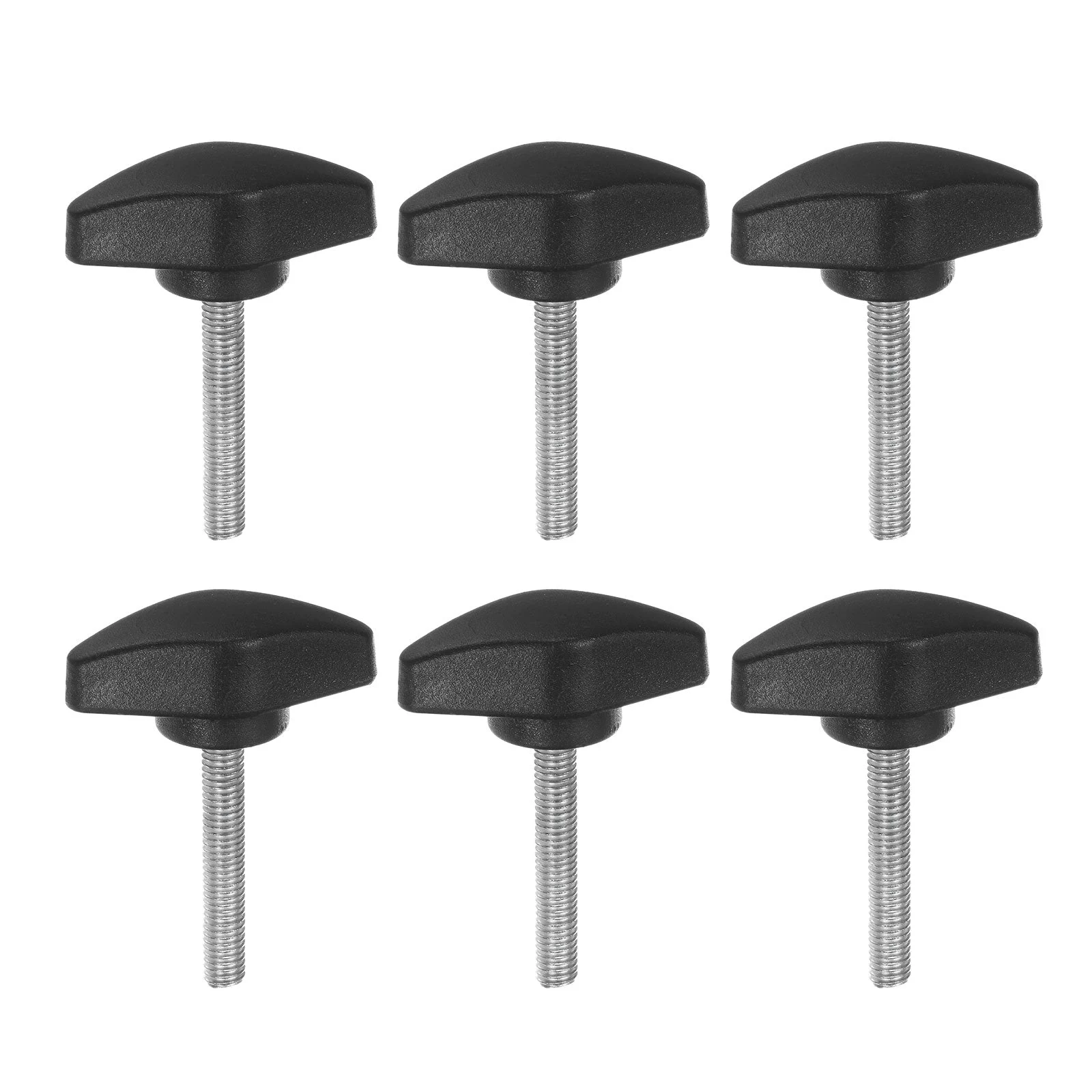 6pcs Tee Wing Knobs M5x30mm Metric Male Thread T Head Clamping Thumb Screw Black
