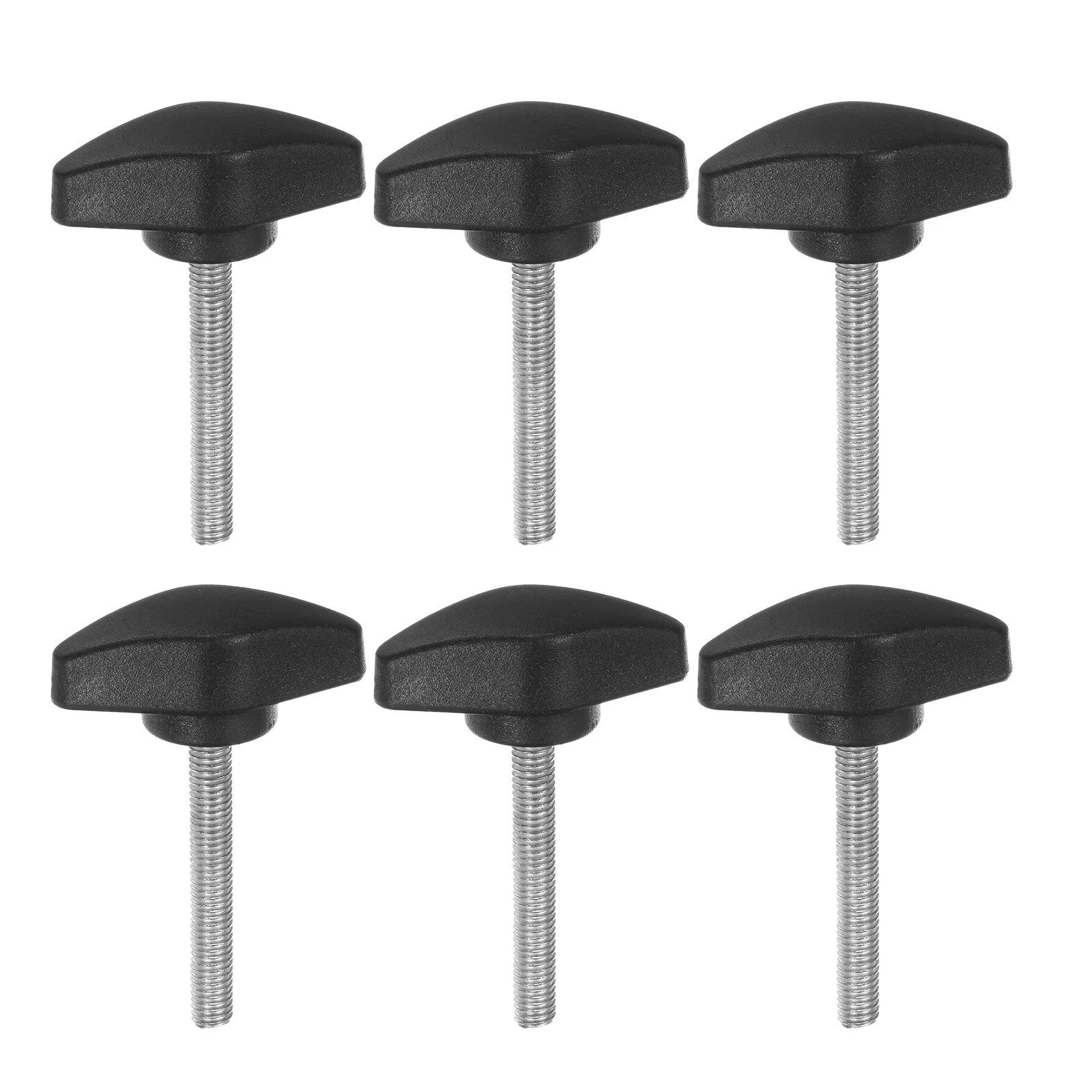 6pcs Tee Wing Knobs M5x35mm Metric Male Thread T Head Clamping Thumb Screw Black