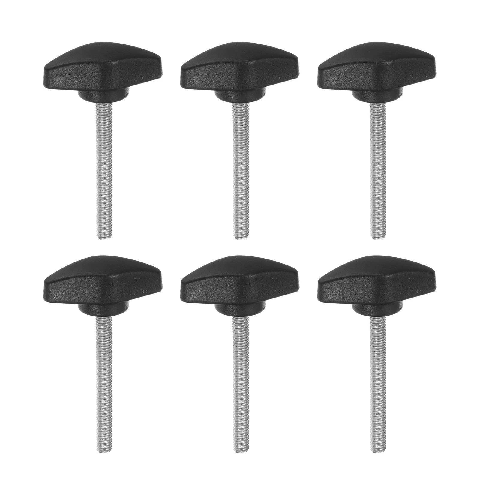 6pcs Tee Wing Knobs M5x45mm Metric Male Thread T Head Clamping Thumb Screw Black