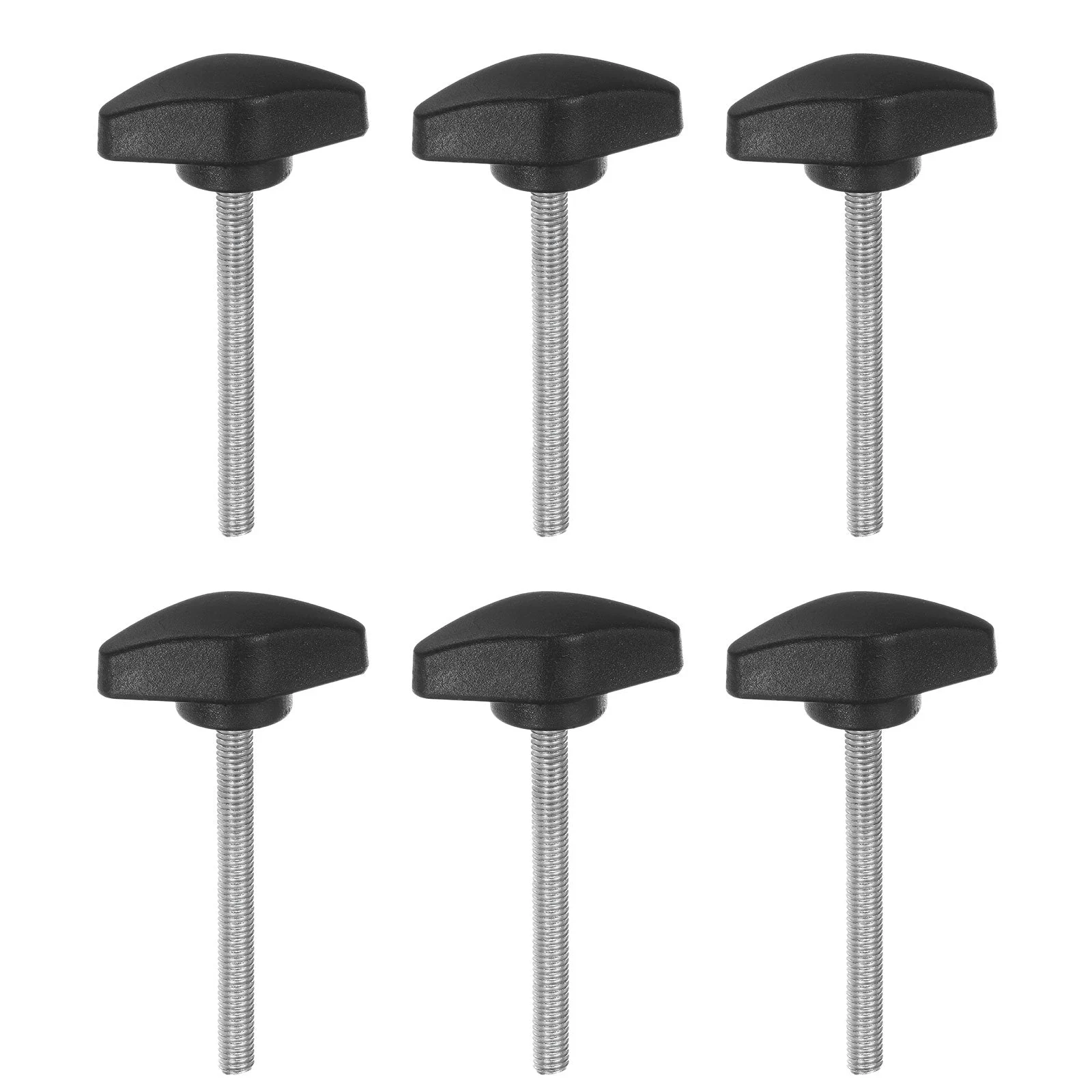 6pcs Tee Wing Knobs M5x50mm Metric Male Thread T Head Clamping Thumb Screw Black