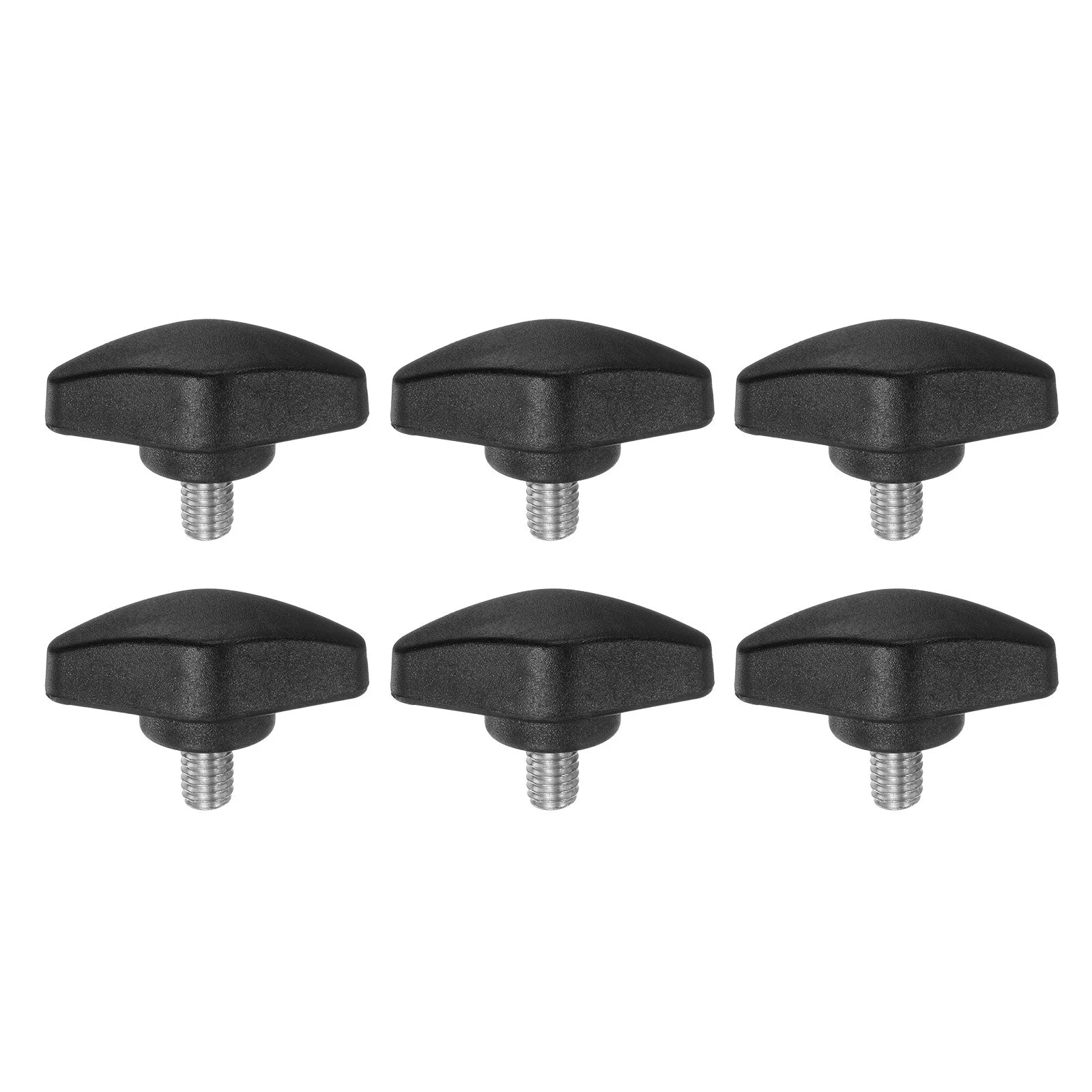 6pcs Tee Wing Knobs M6x8mm Metric Male Thread T Head Clamping Thumb Screw Black