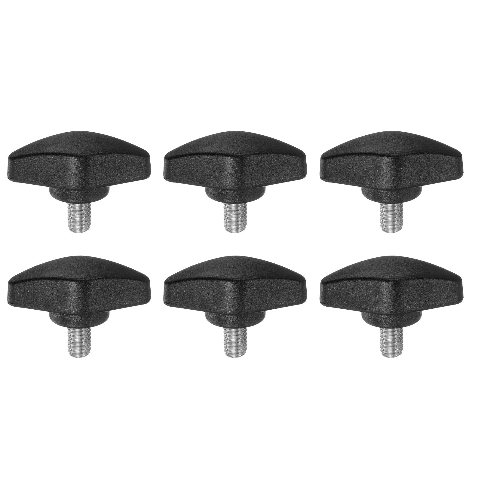 6pcs Tee Wing Knobs M6x10mm Metric Male Thread T Head Clamping Thumb Screw Black