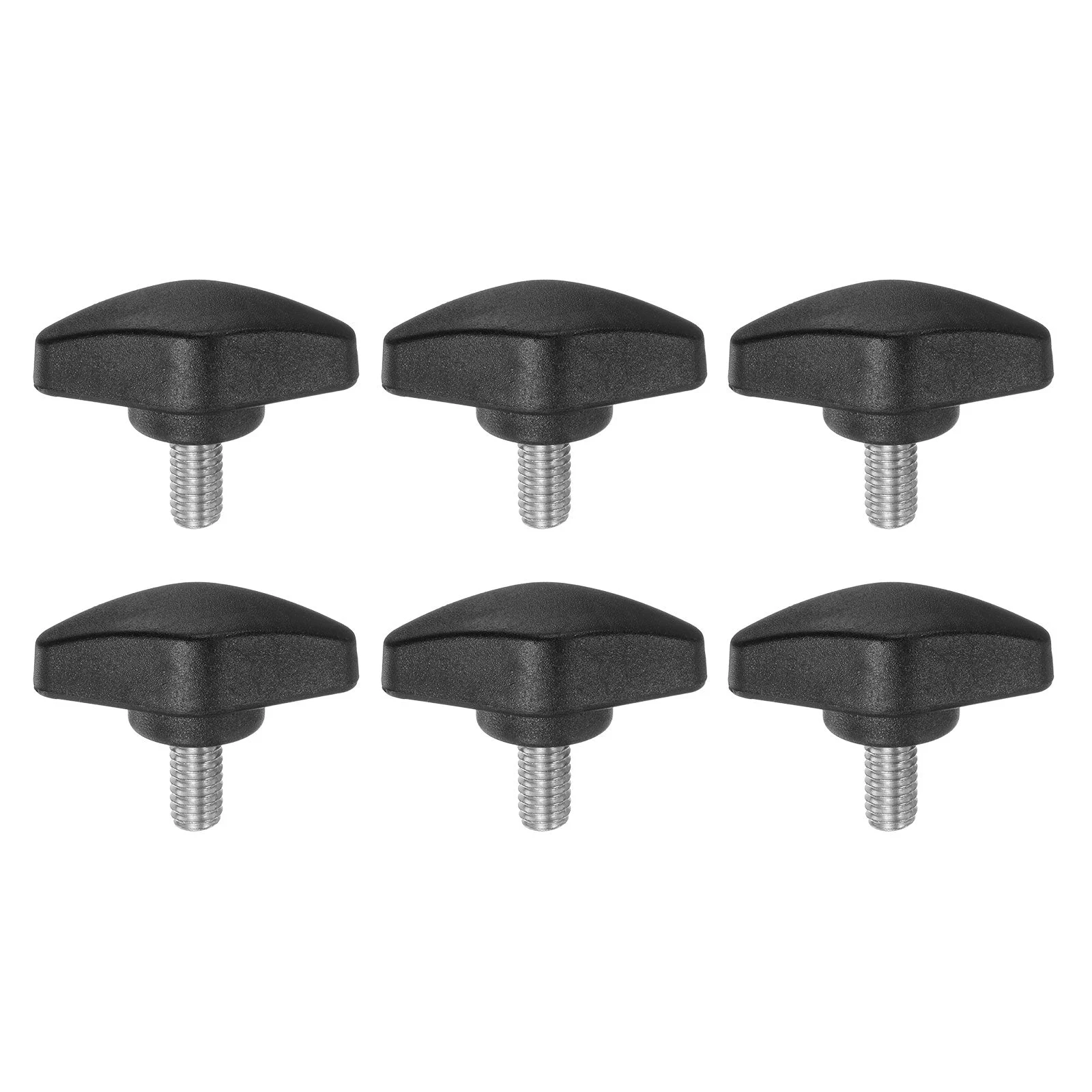 6pcs Tee Wing Knobs M6x12mm Metric Male Thread T Head Clamping Thumb Screw Black