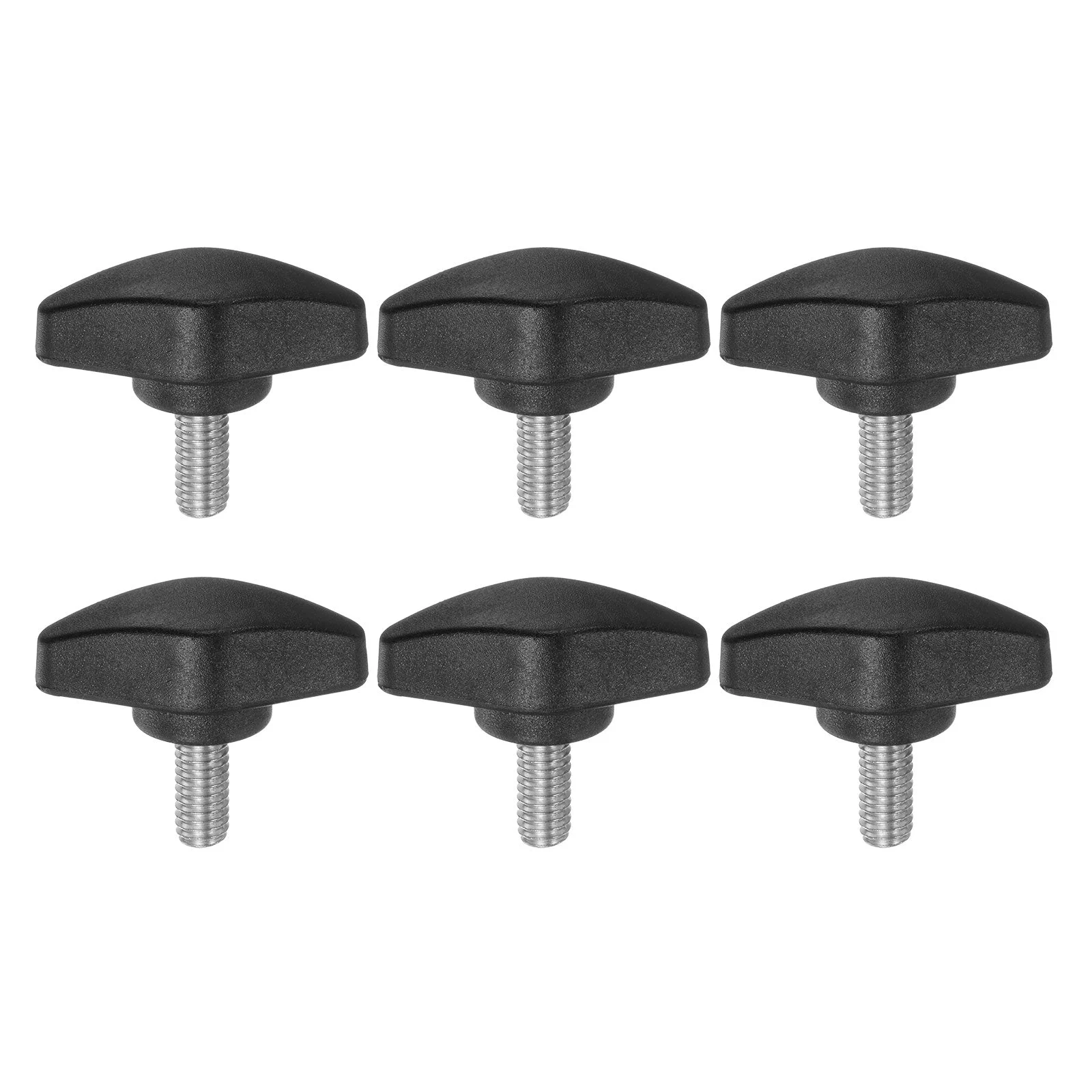 6pcs Tee Wing Knobs M6x14mm Metric Male Thread T Head Clamping Thumb Screw Black
