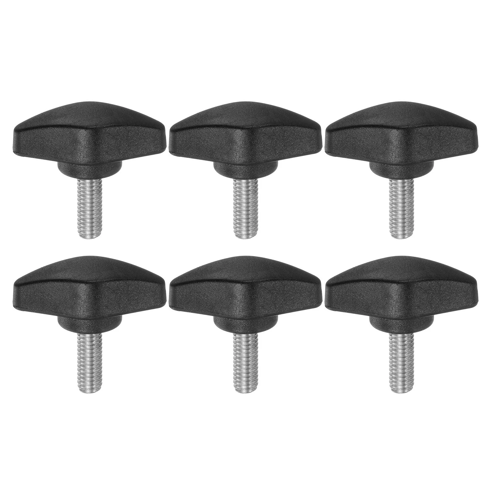 6pcs Tee Wing Knobs M6x16mm Metric Male Thread T Head Clamping Thumb Screw Black