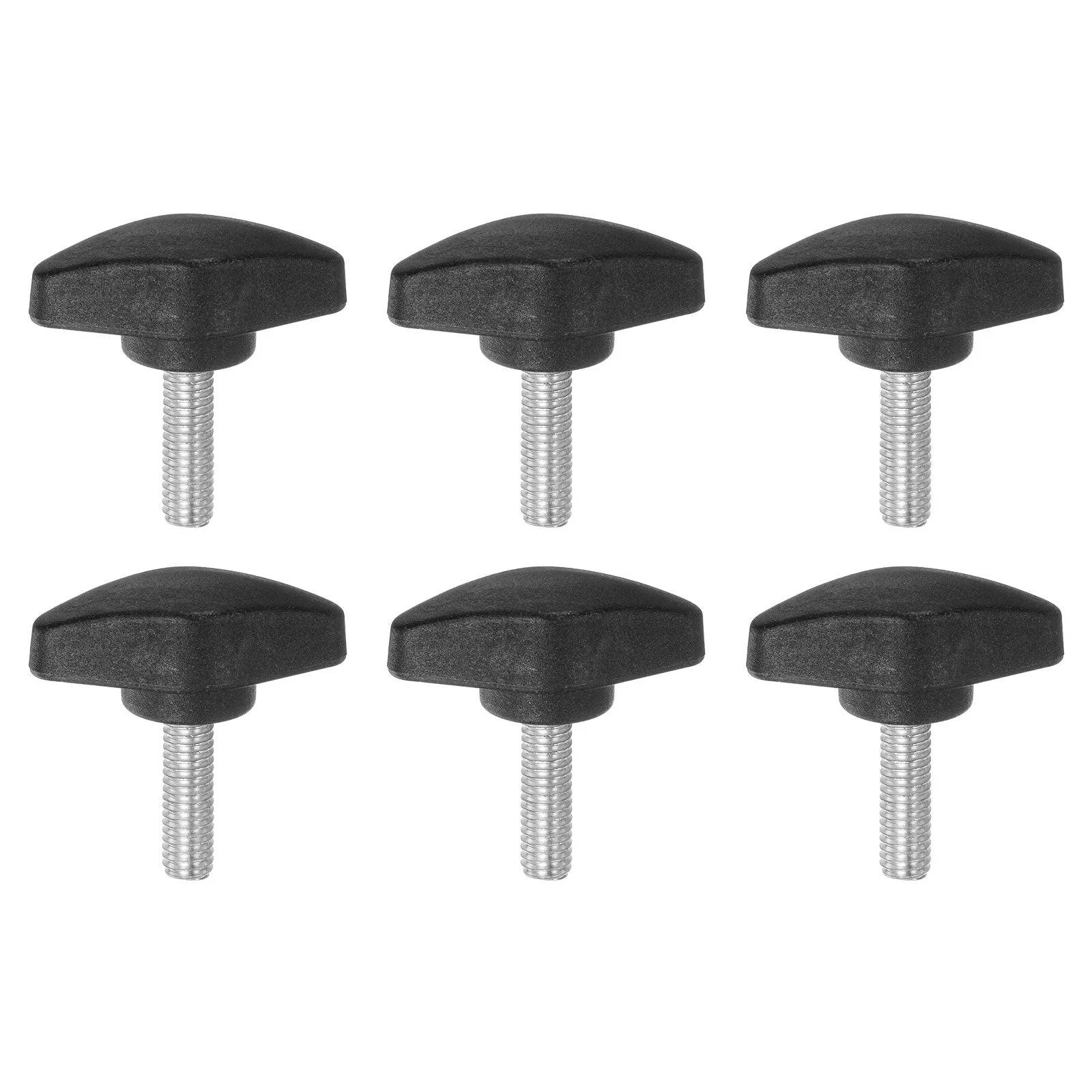 6pcs Tee Wing Knobs M6x20mm Metric Male Thread T Head Clamping Thumb Screw Black