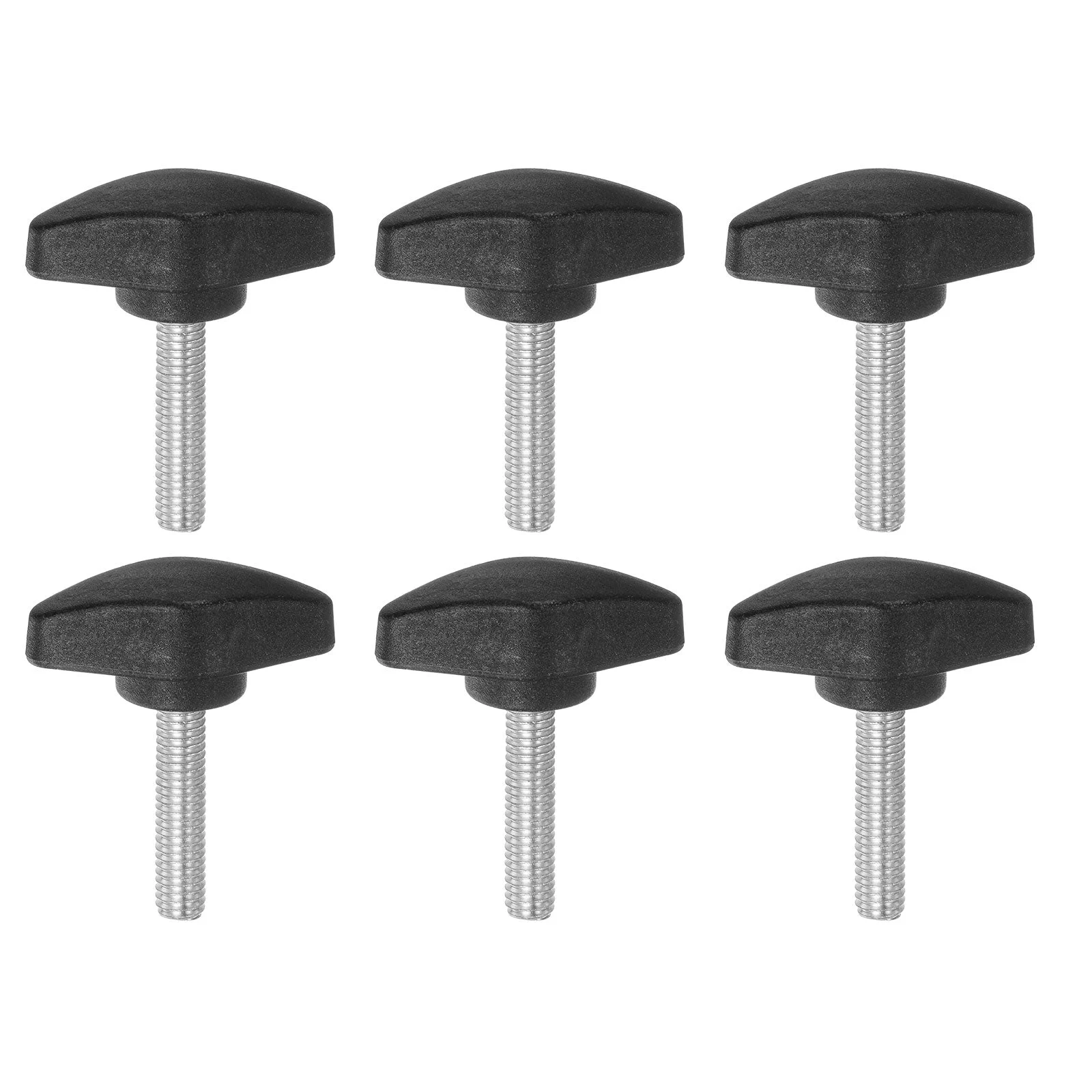 6pcs Tee Wing Knobs M6x30mm Metric Male Thread T Head Clamping Thumb Screw Black