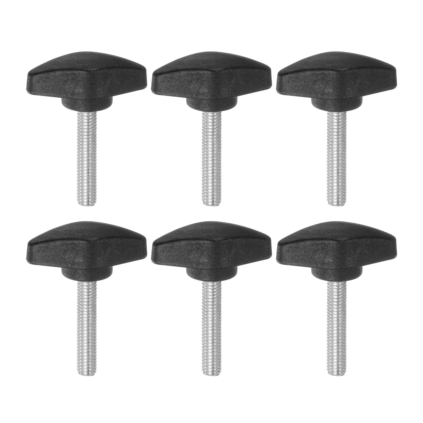 6pcs Tee Wing Knobs M6x35mm Metric Male Thread T Head Clamping Thumb Screw Black
