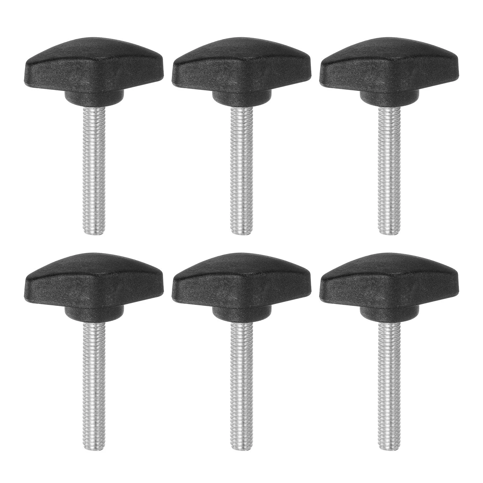 6pcs Tee Wing Knobs M6x40mm Metric Male Thread T Head Clamping Thumb Screw Black