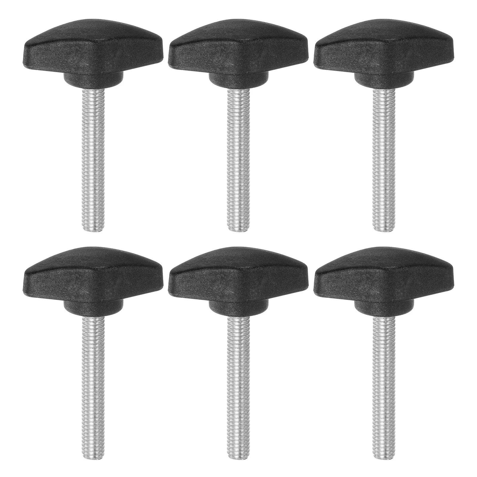 6pcs Tee Wing Knobs M6x45mm Metric Male Thread T Head Clamping Thumb Screw Black