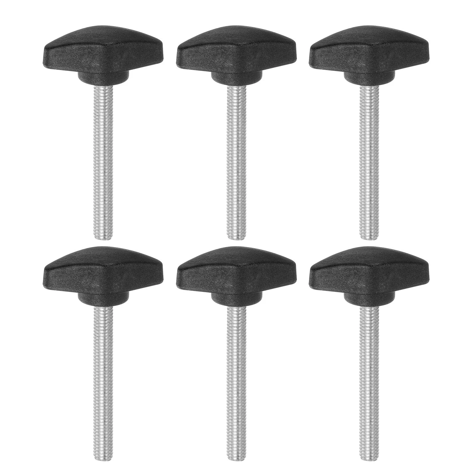 6pcs Tee Wing Knobs M6x55mm Metric Male Thread T Head Clamping Thumb Screw Black