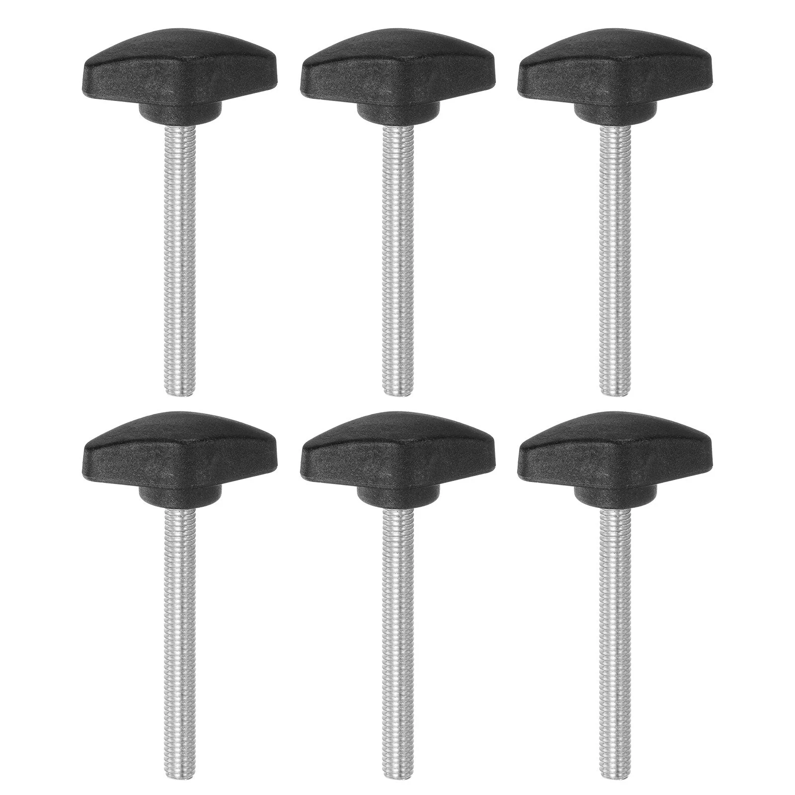 6pcs Tee Wing Knobs M6x60mm Metric Male Thread T Head Clamping Thumb Screw Black