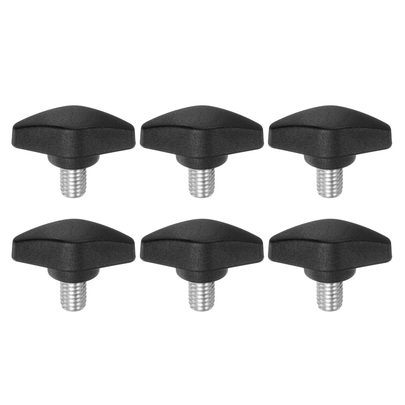 6pcs Tee Wing Knobs M8x12mm Metric Male Thread T Head Clamping Thumb Screw Black