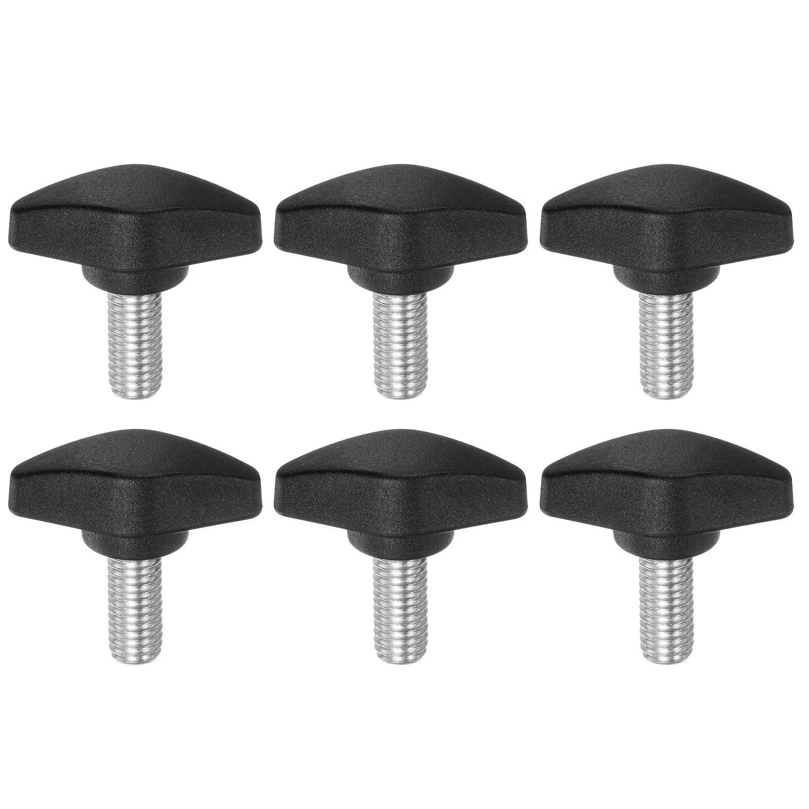 6pcs Tee Wing Knobs M8x16mm Metric Male Thread T Head Clamping Thumb Screw Black