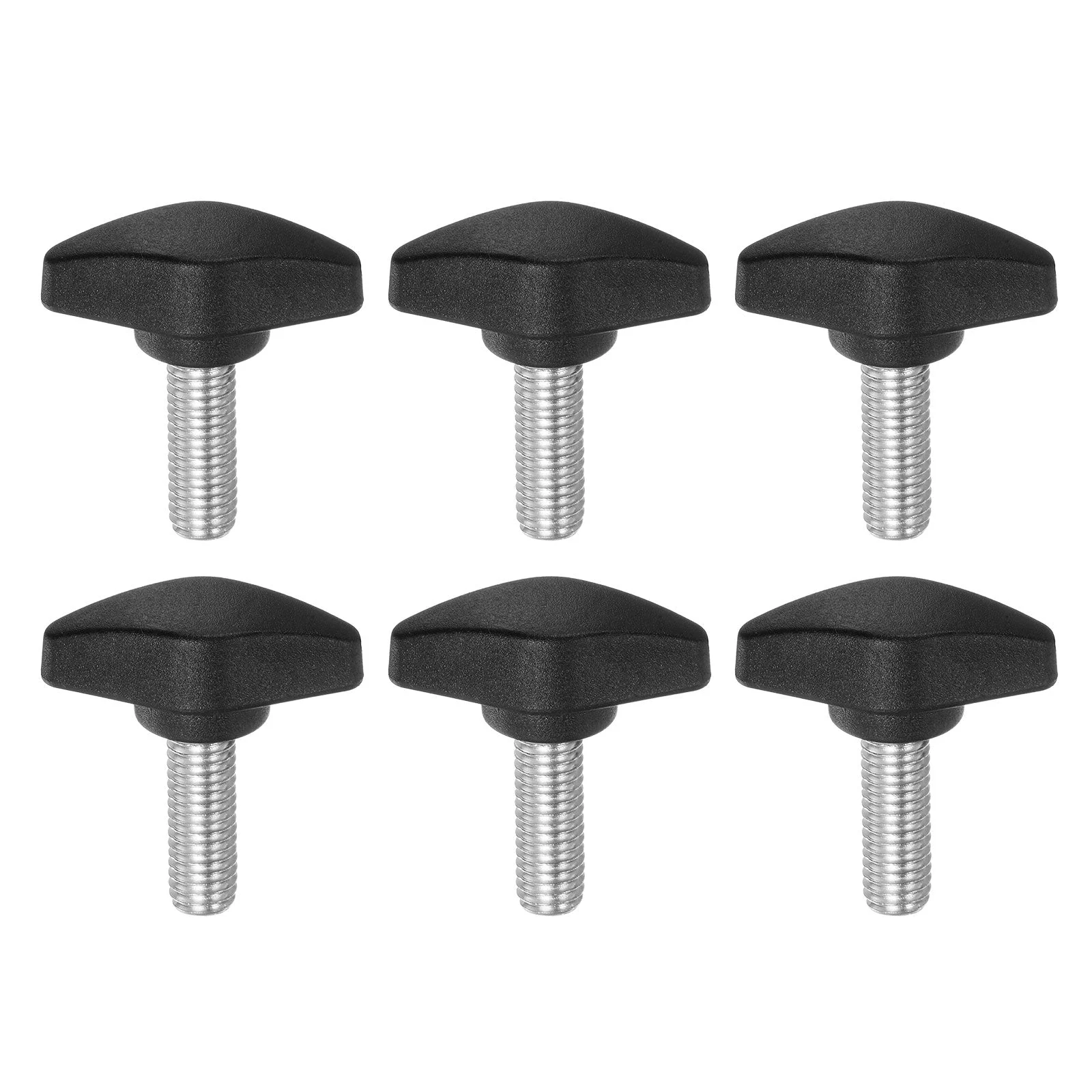 6pcs Tee Wing Knobs M8x20mm Metric Male Thread T Head Clamping Thumb Screw Black