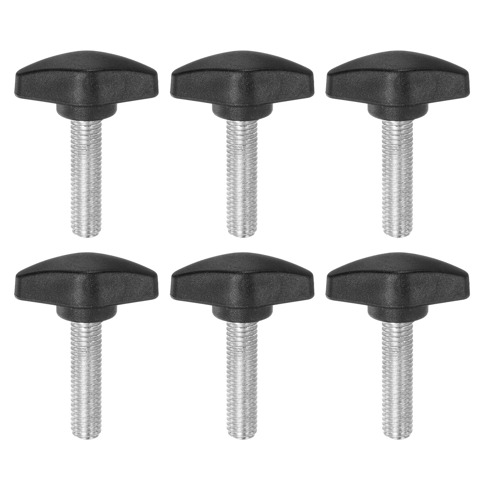 6pcs Tee Wing Knobs M8x30mm Metric Male Thread T Head Clamping Thumb Screw Black