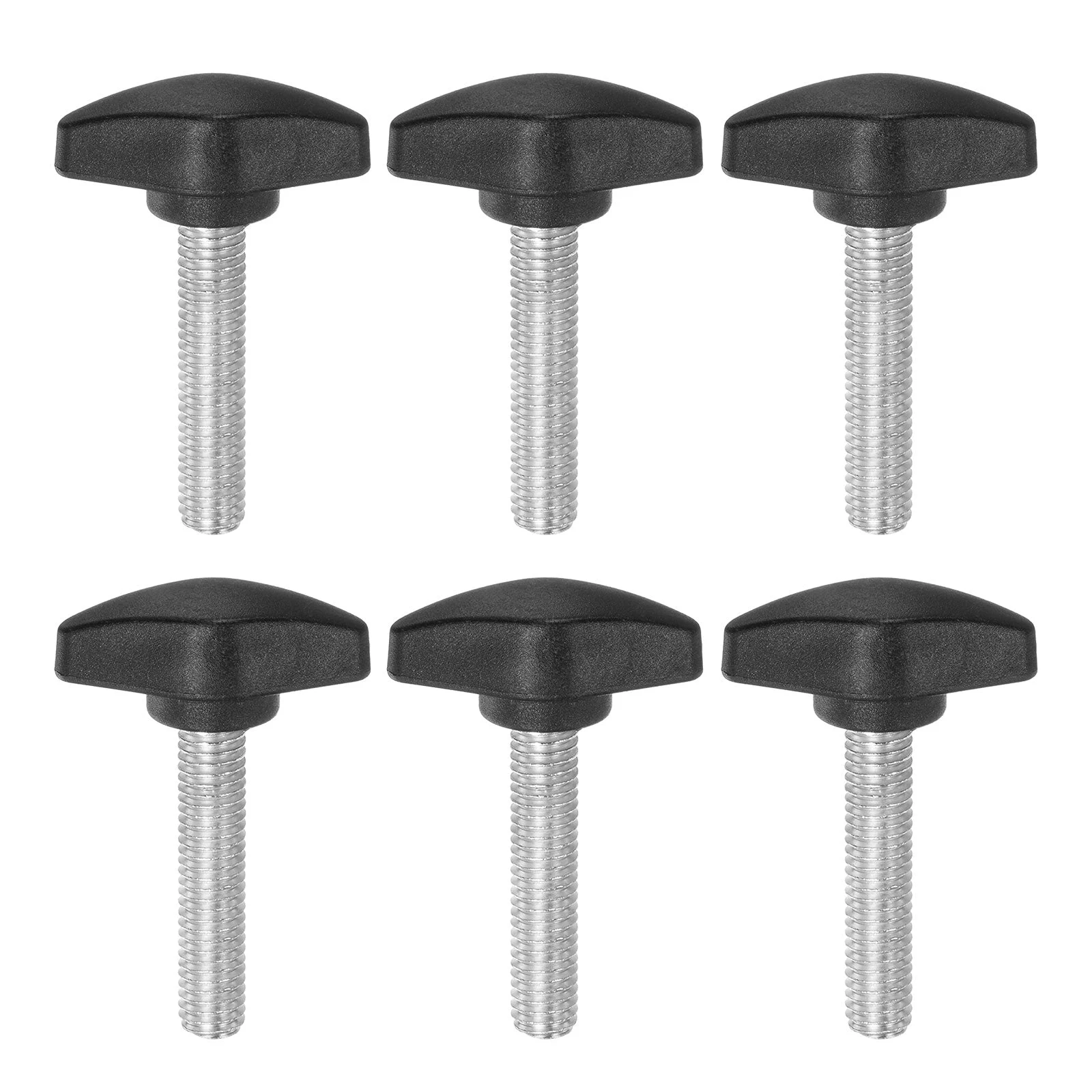 6pcs Tee Wing Knobs M8x35mm Metric Male Thread T Head Clamping Thumb Screw Black