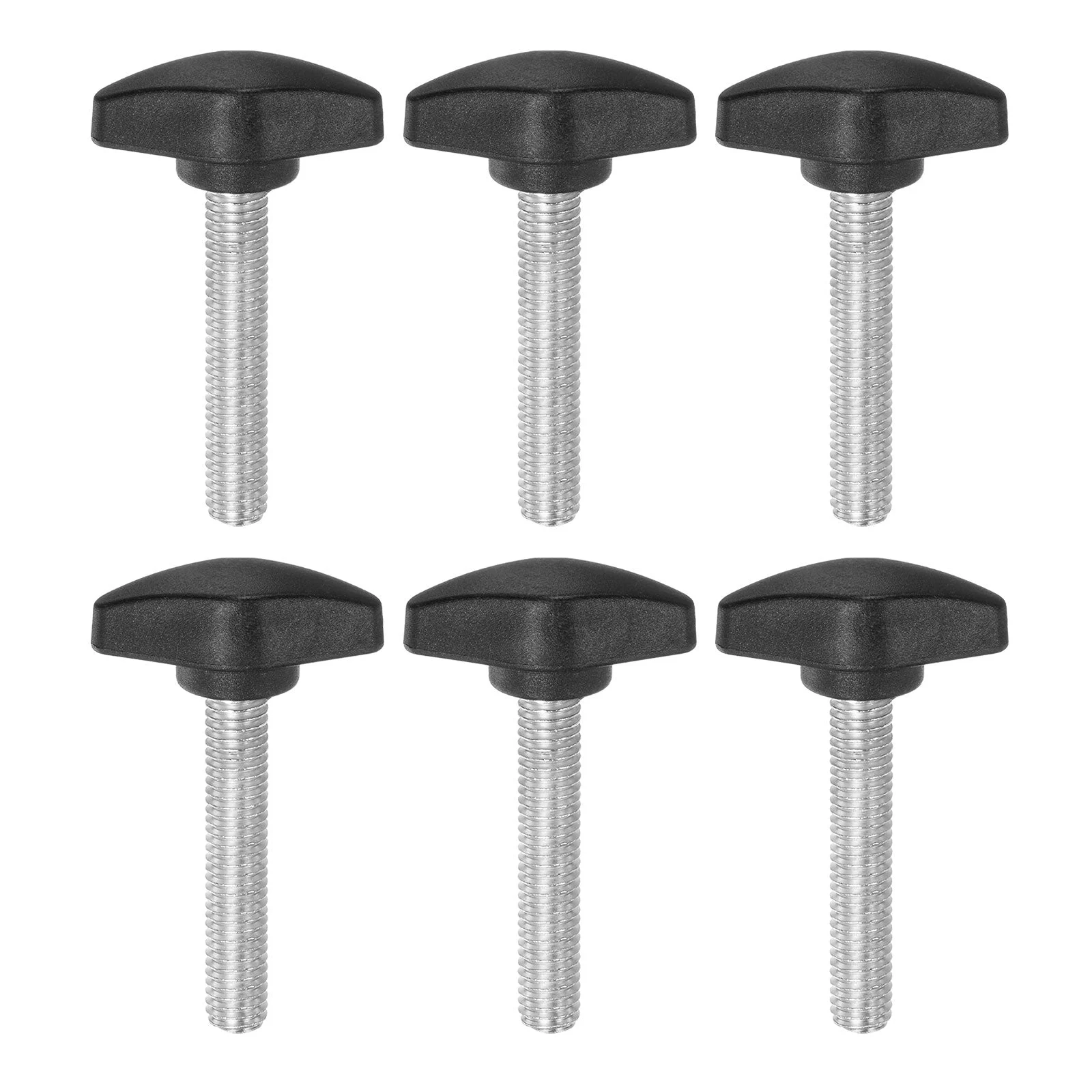 6pcs Tee Wing Knobs M8x40mm Metric Male Thread T Head Clamping Thumb Screw Black