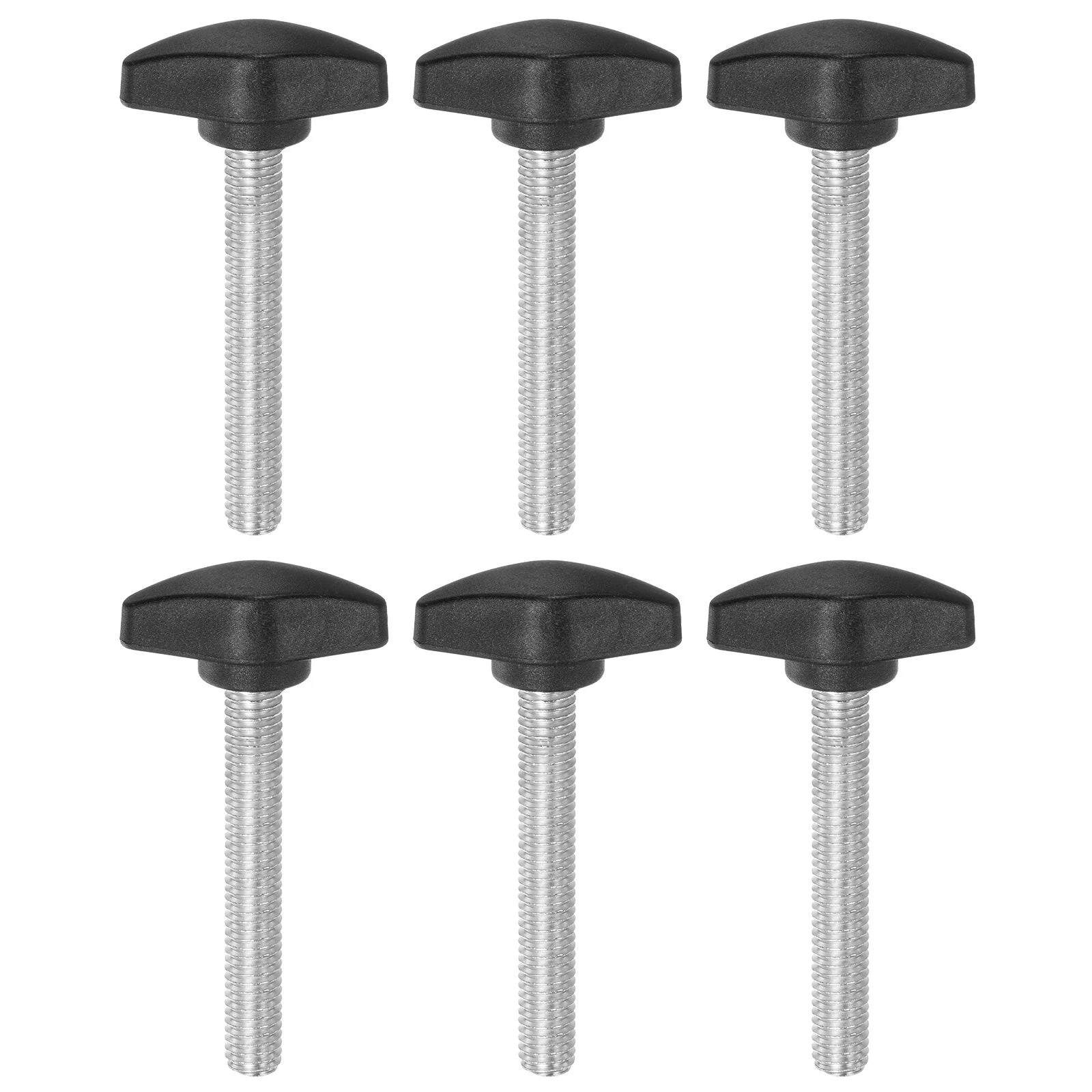 6pcs Tee Wing Knobs M8x50mm Metric Male Thread T Head Clamping Thumb Screw Black