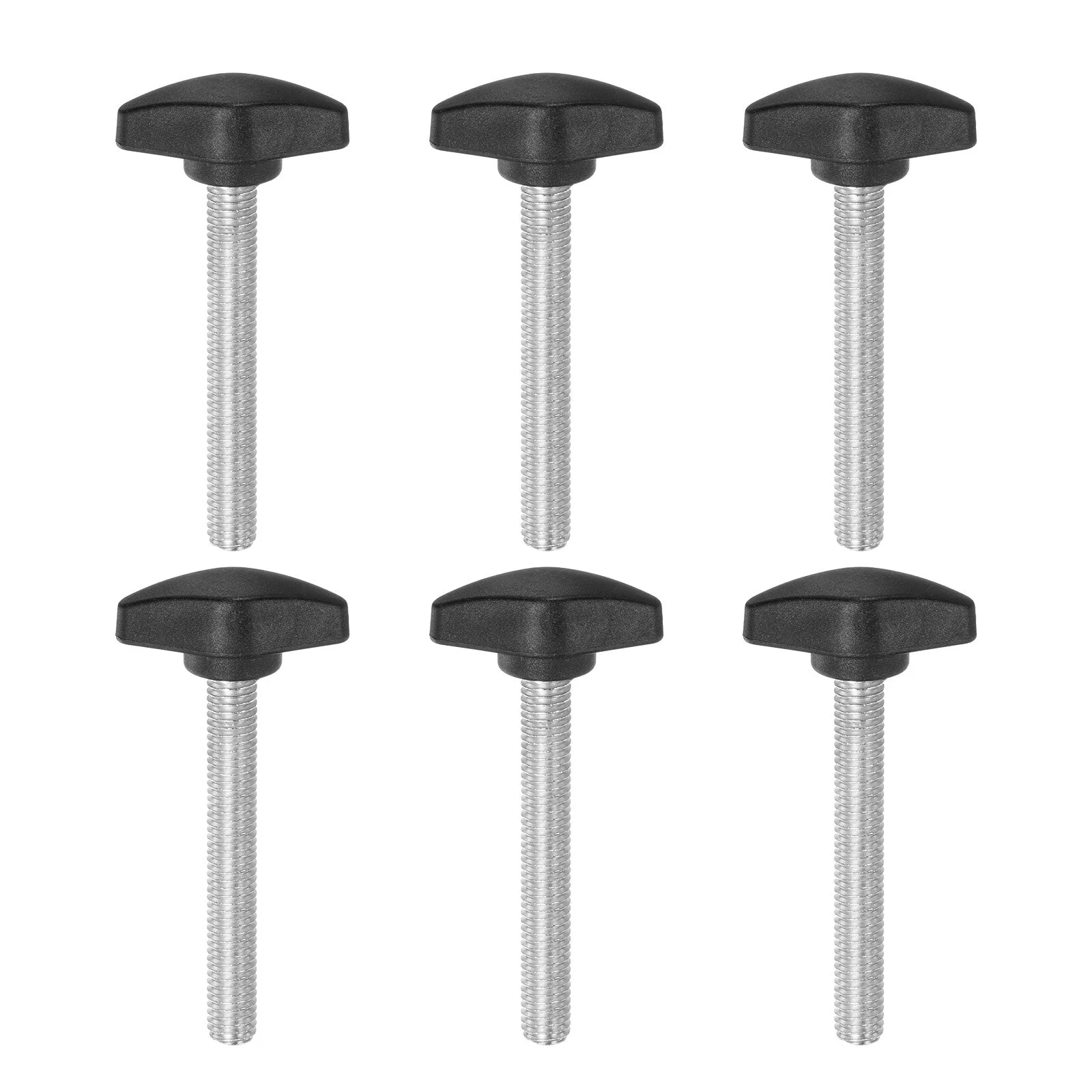 6pcs Tee Wing Knobs M8x55mm Metric Male Thread T Head Clamping Thumb Screw Black