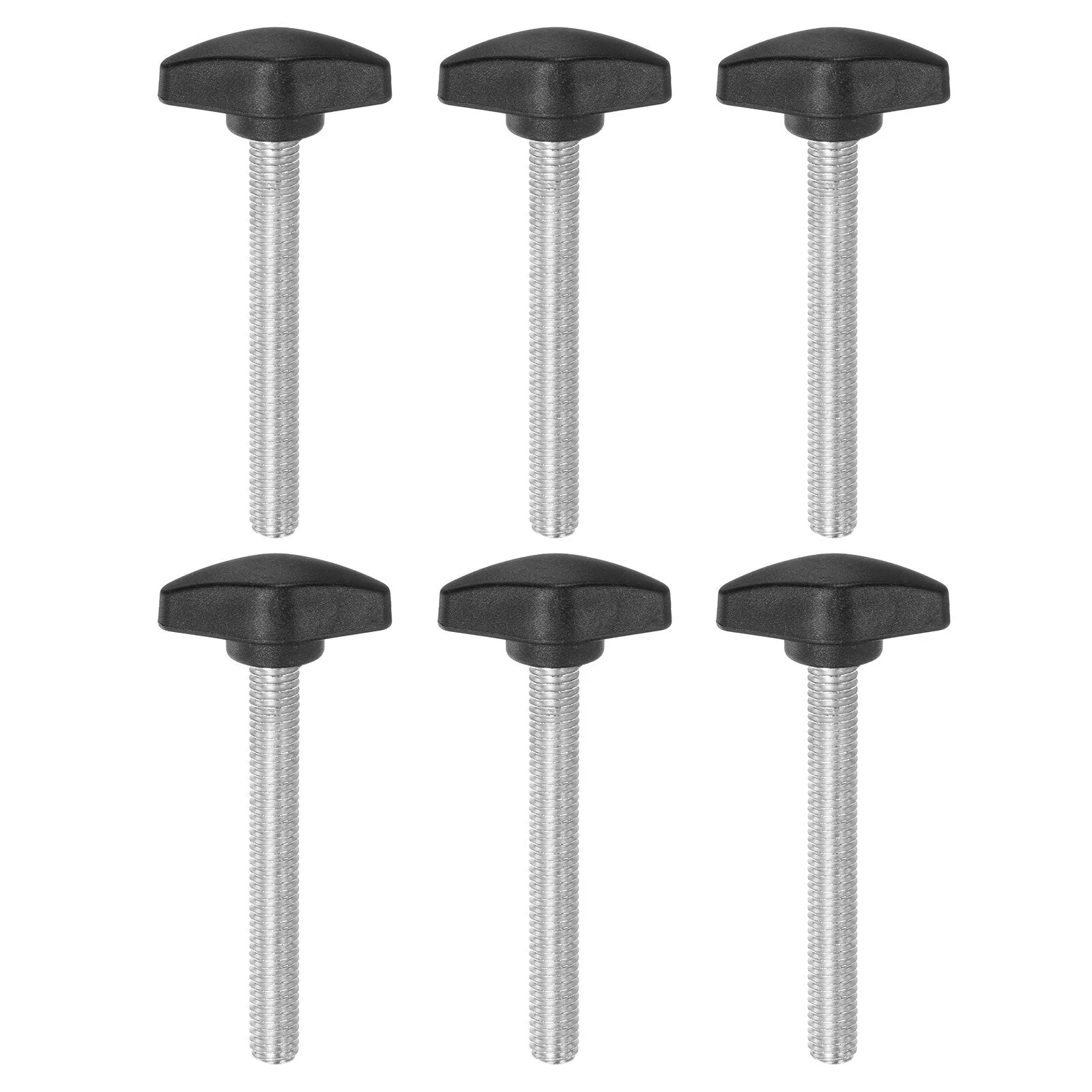6pcs Tee Wing Knobs M8x60mm Metric Male Thread T Head Clamping Thumb Screw Black