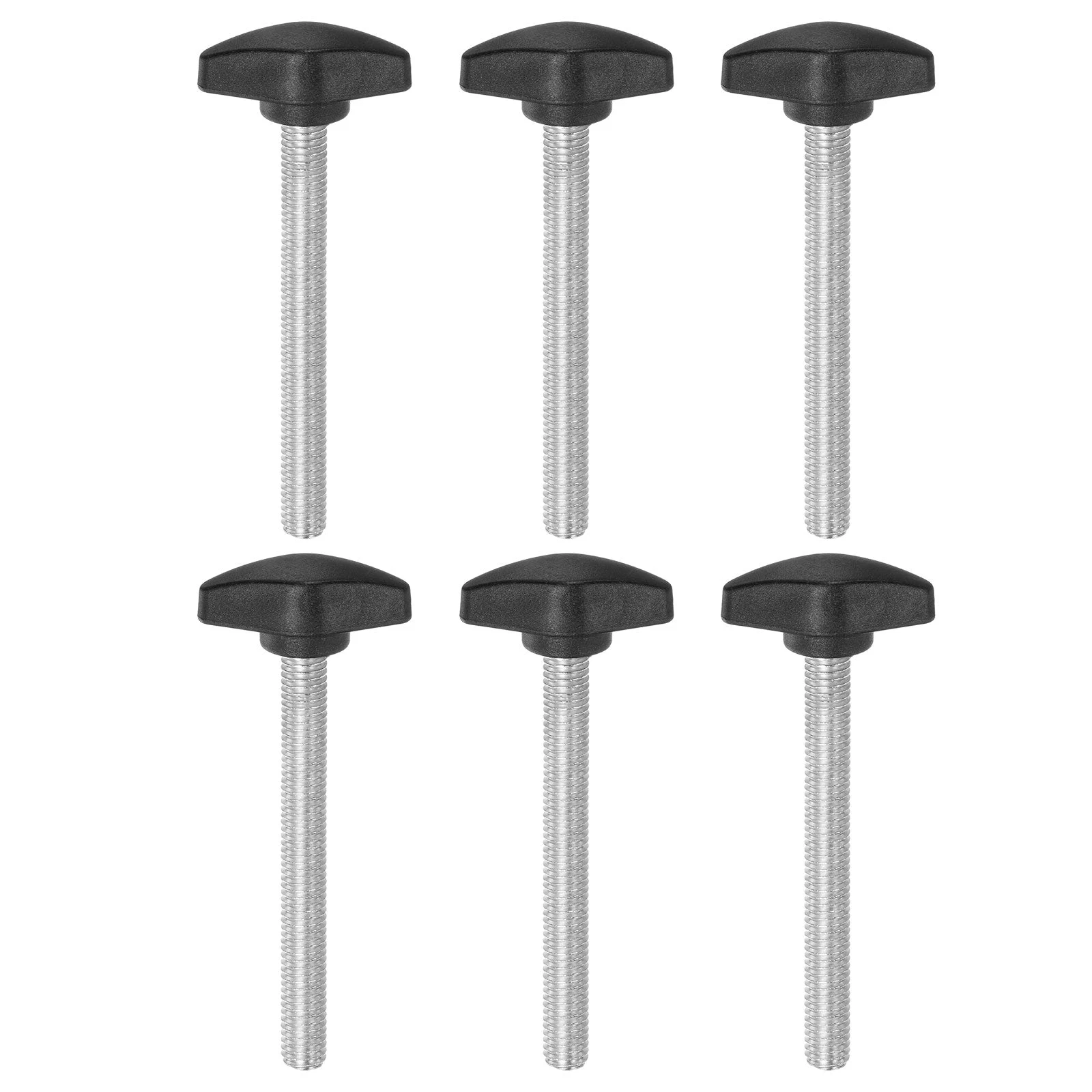 6pcs Tee Wing Knobs M8x70mm Metric Male Thread T Head Clamping Thumb Screw Black