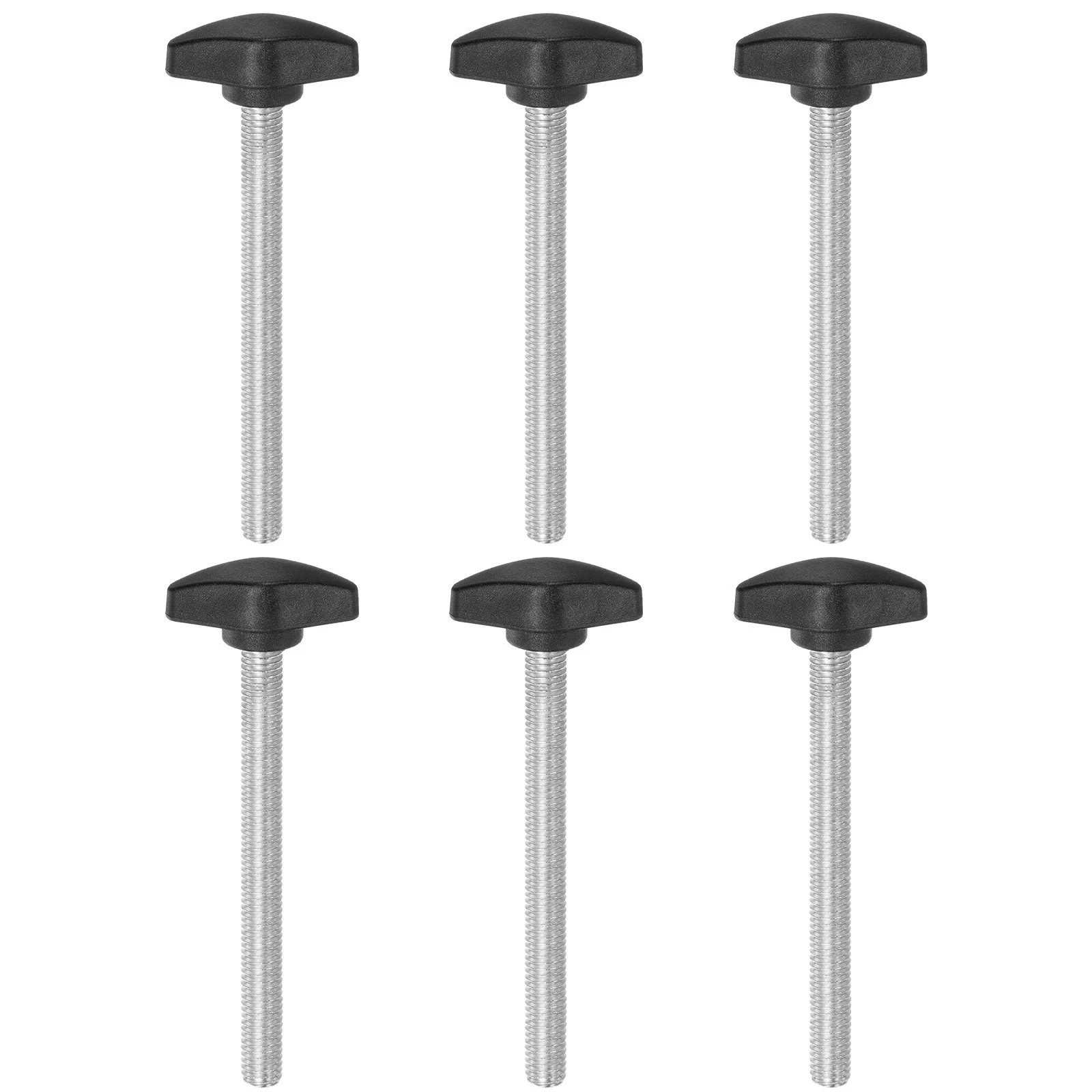 6pcs Tee Wing Knobs M8x85mm Metric Male Thread T Head Clamping Thumb Screw Black