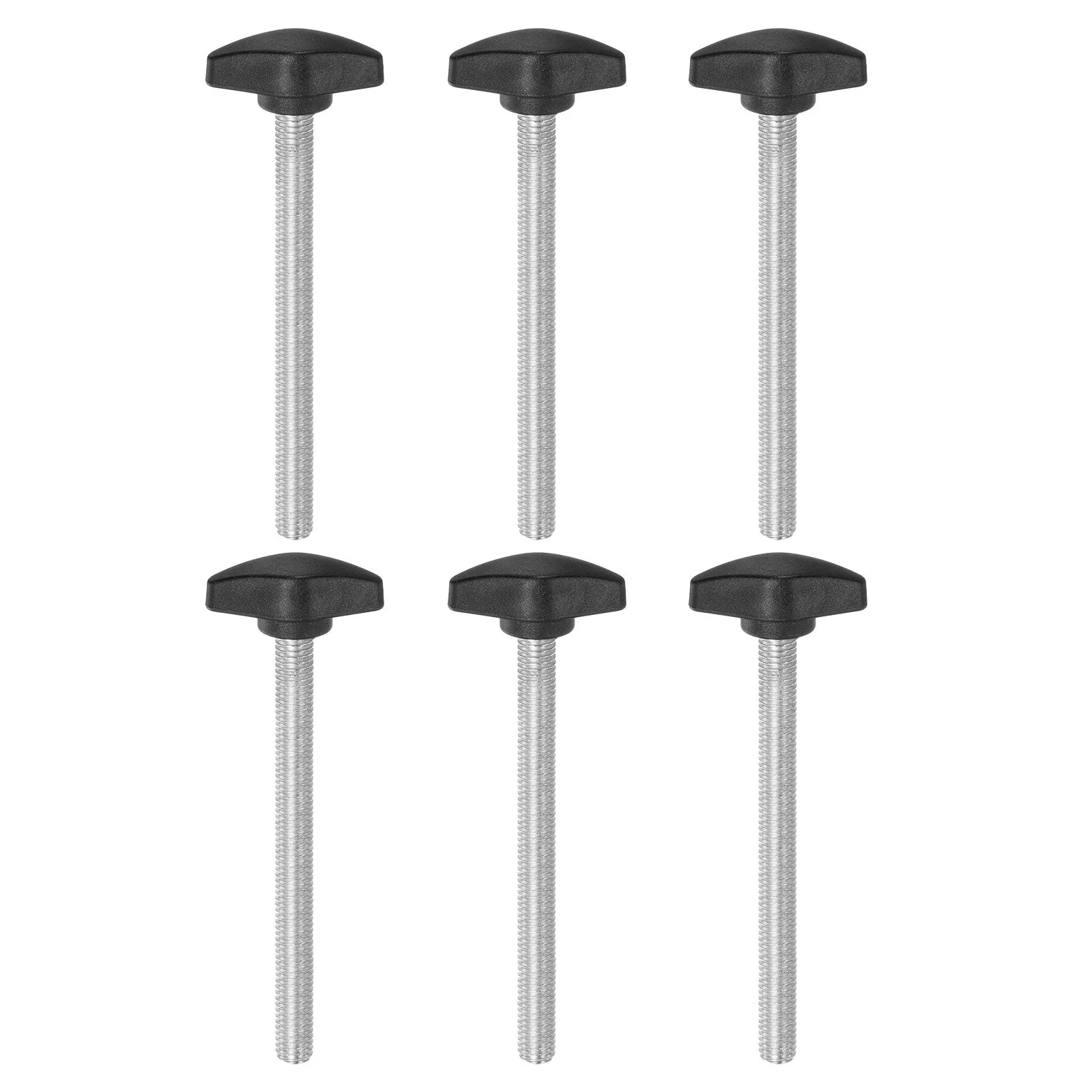 6pcs Tee Wing Knobs M8 x 90mm Metric Male Threaded Stud T Head Plastic Knob Handles Thumb Screws Hand Clamping Tightening Knob Grip Thumbscrew, Black