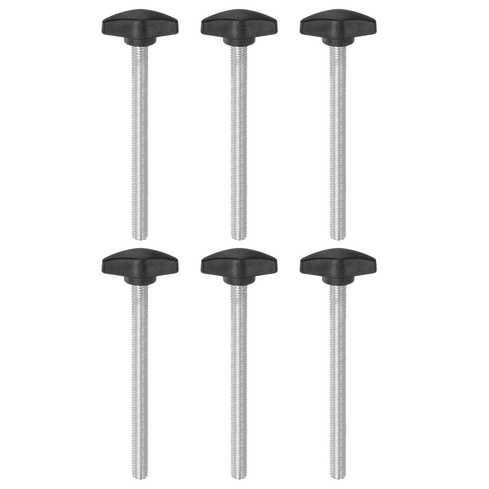 6pcs Tee Wing Knobs M8x95mm Metric Male Thread T Head Clamping Thumb Screw Black