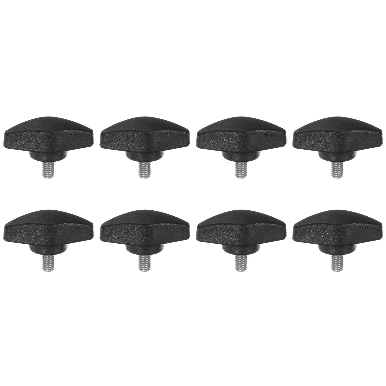 8pcs Tee Wing Knobs M5 x 8mm Metric Male Threaded Stud T Head Plastic Knob Handles Thumb Screws Hand Clamping Tightening Knob Grip Thumbscrew, Black