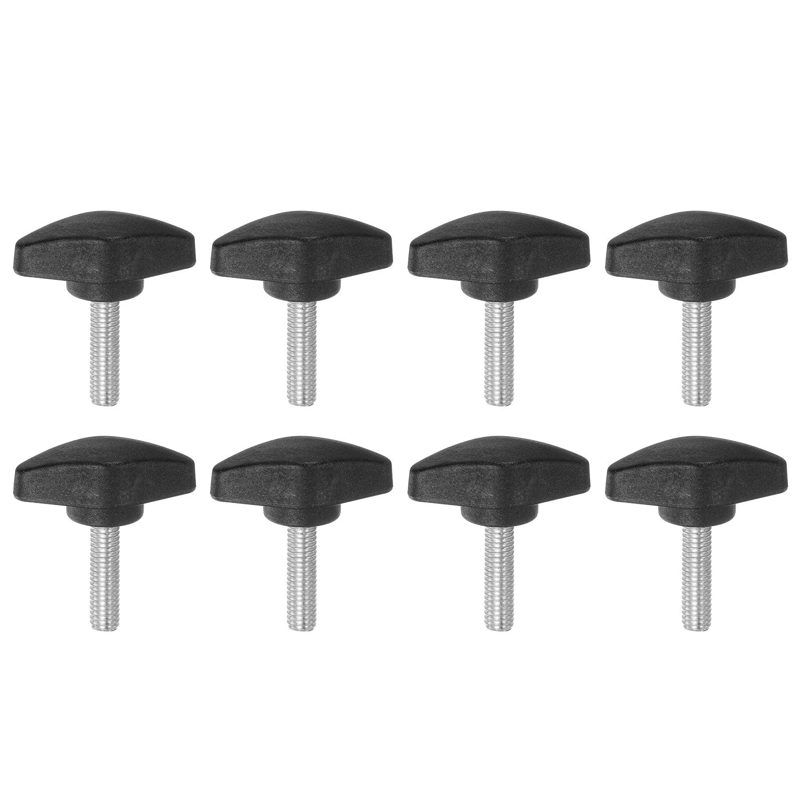 8pcs Tee Wing Knobs M6x25mm Metric Male Thread T Head Clamping Thumb Screw Black