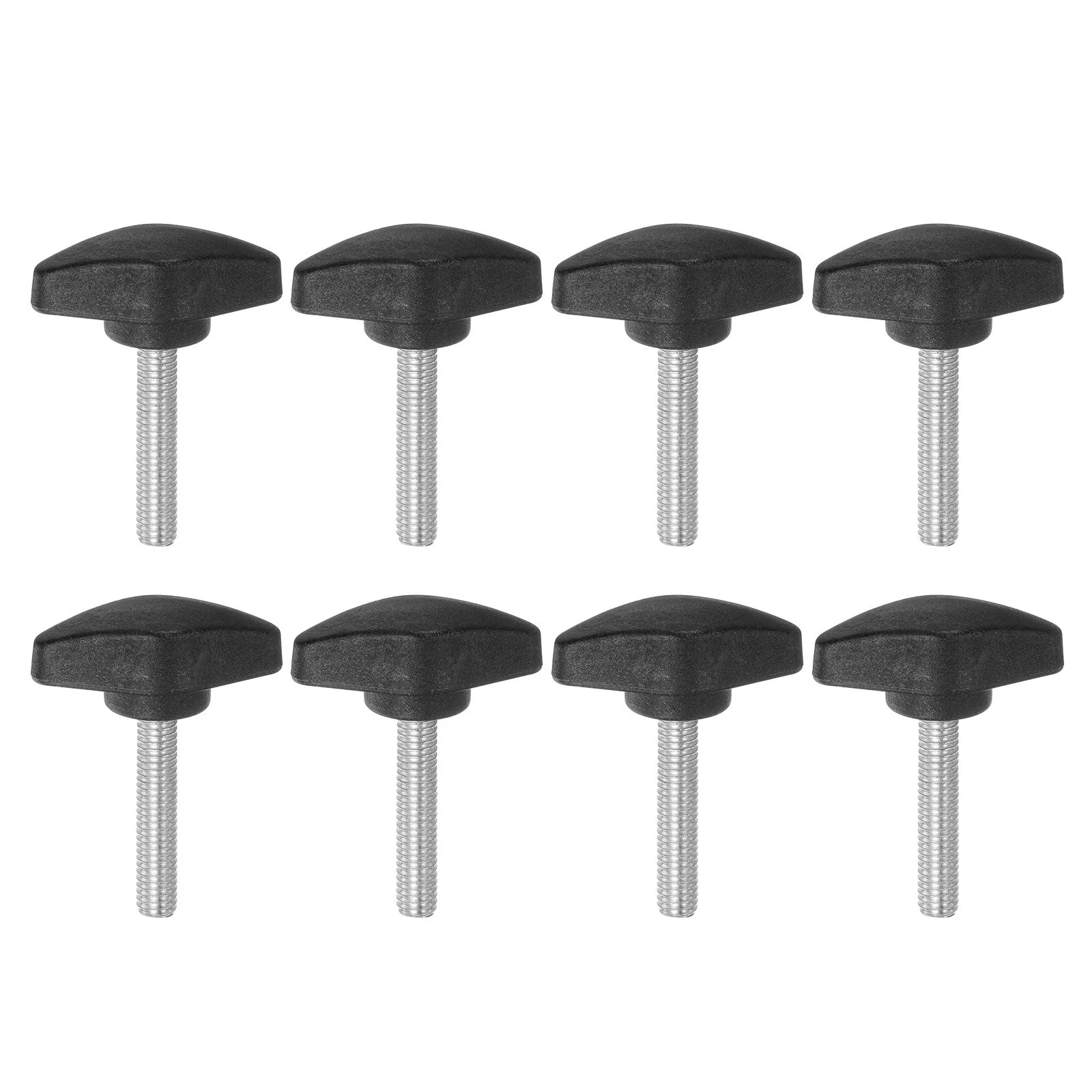 8pcs Tee Wing Knobs M6x35mm Metric Male Thread T Head Clamping Thumb Screw Black