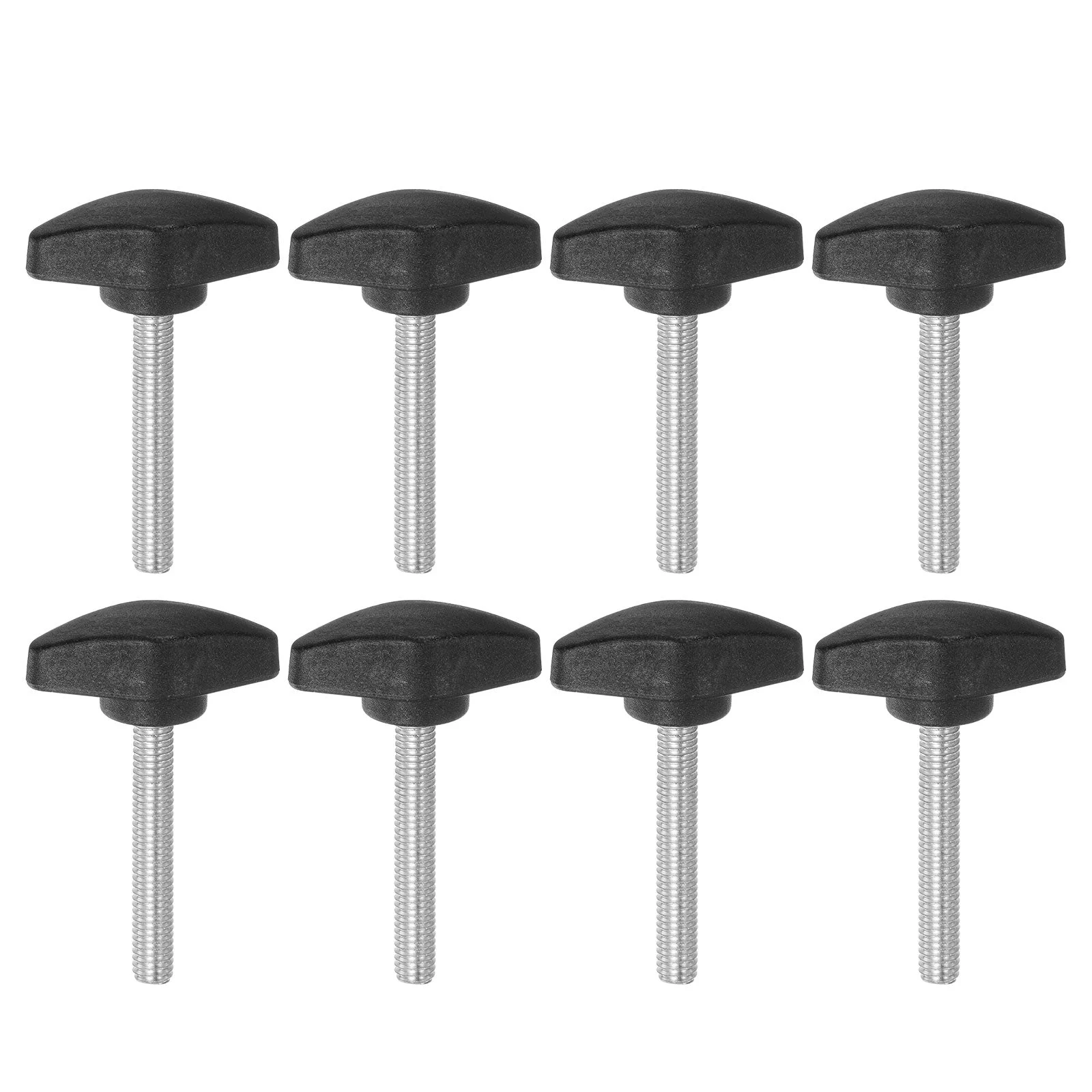 8pcs Tee Wing Knobs M6x45mm Metric Male Thread T Head Clamping Thumb Screw Black
