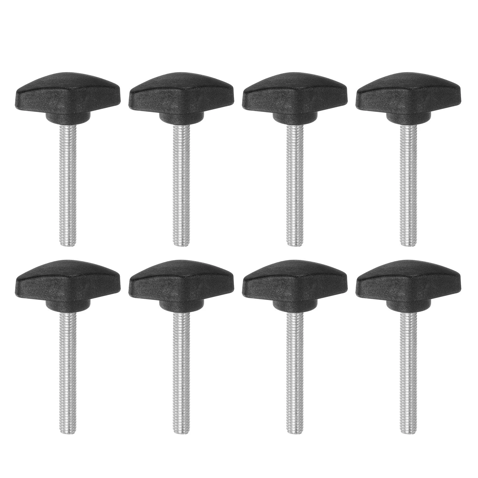8pcs Tee Wing Knobs M6x50mm Metric Male Thread T Head Clamping Thumb Screw Black
