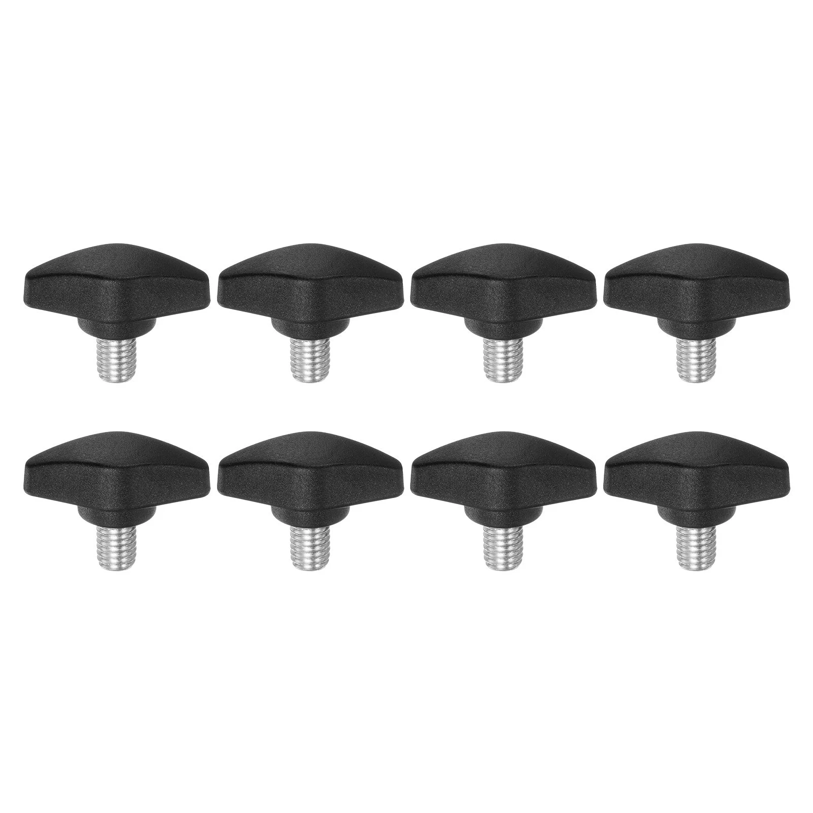 8pcs Tee Wing Knobs M8x12mm Metric Male Thread T Head Clamping Thumb Screw Black