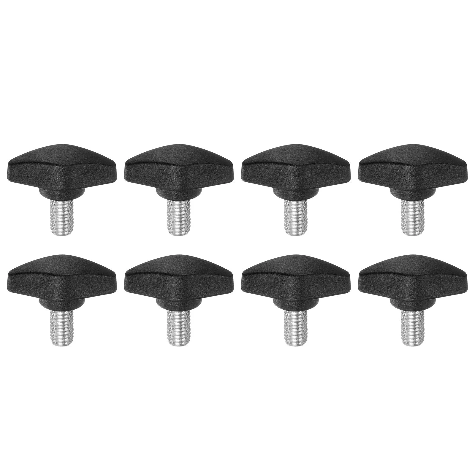 8pcs Tee Wing Knobs M8x14mm Metric Male Thread T Head Clamping Thumb Screw Black