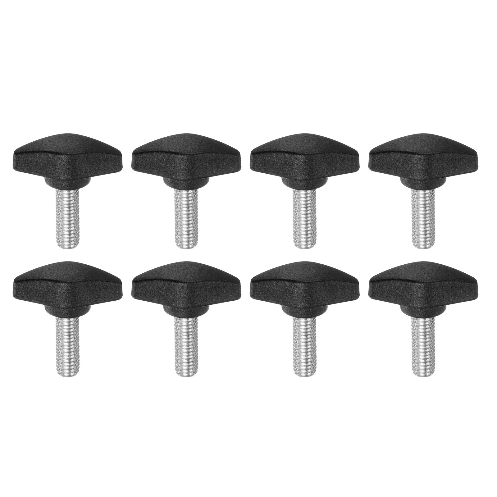 8pcs Tee Wing Knobs M8x20mm Metric Male Thread T Head Clamping Thumb Screw Black