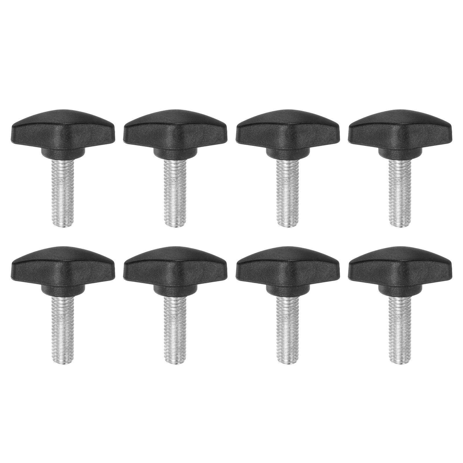 8pcs Tee Wing Knobs M8x25mm Metric Male Thread T Head Clamping Thumb Screw Black
