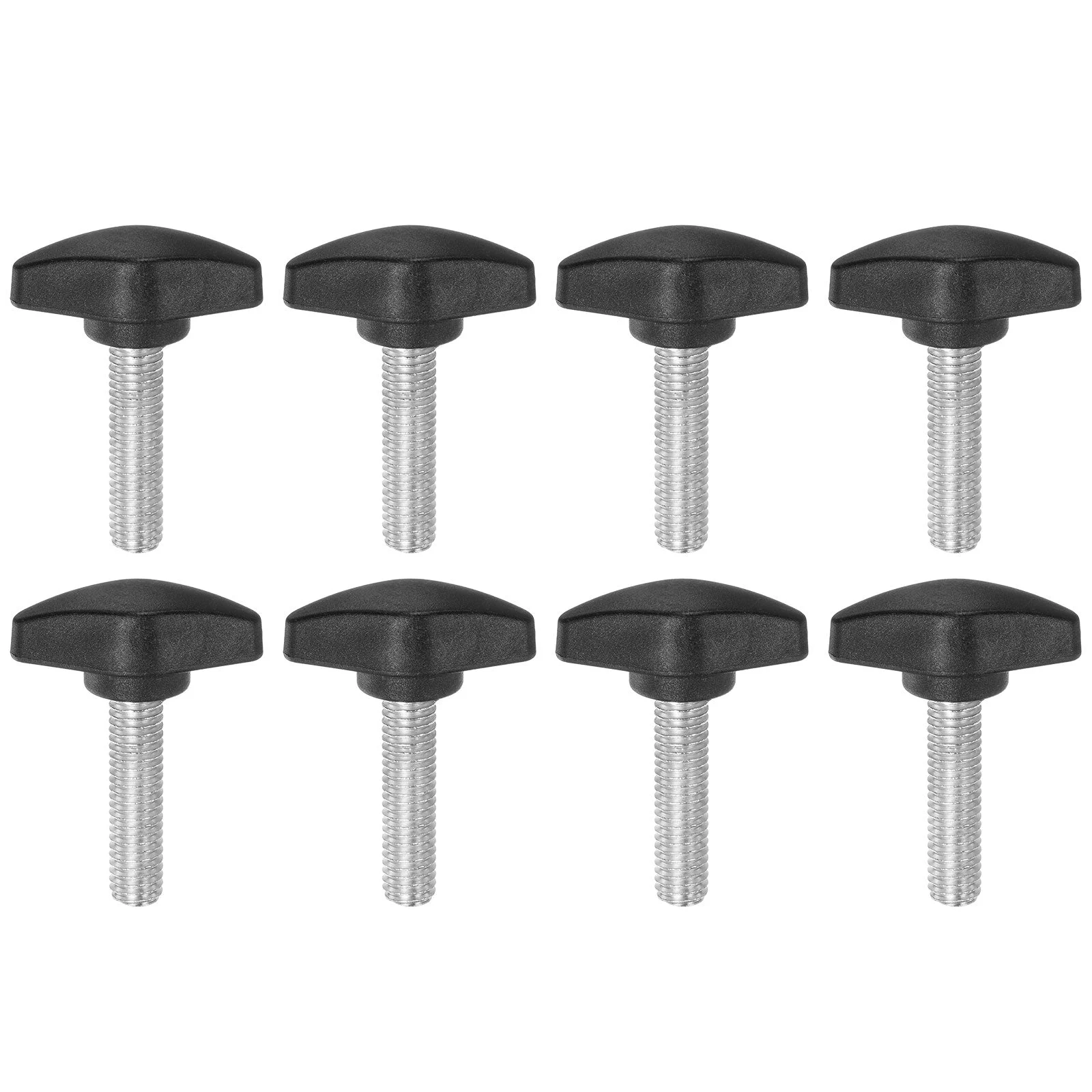 8pcs Tee Wing Knobs M8x30mm Metric Male Thread T Head Clamping Thumb Screw Black