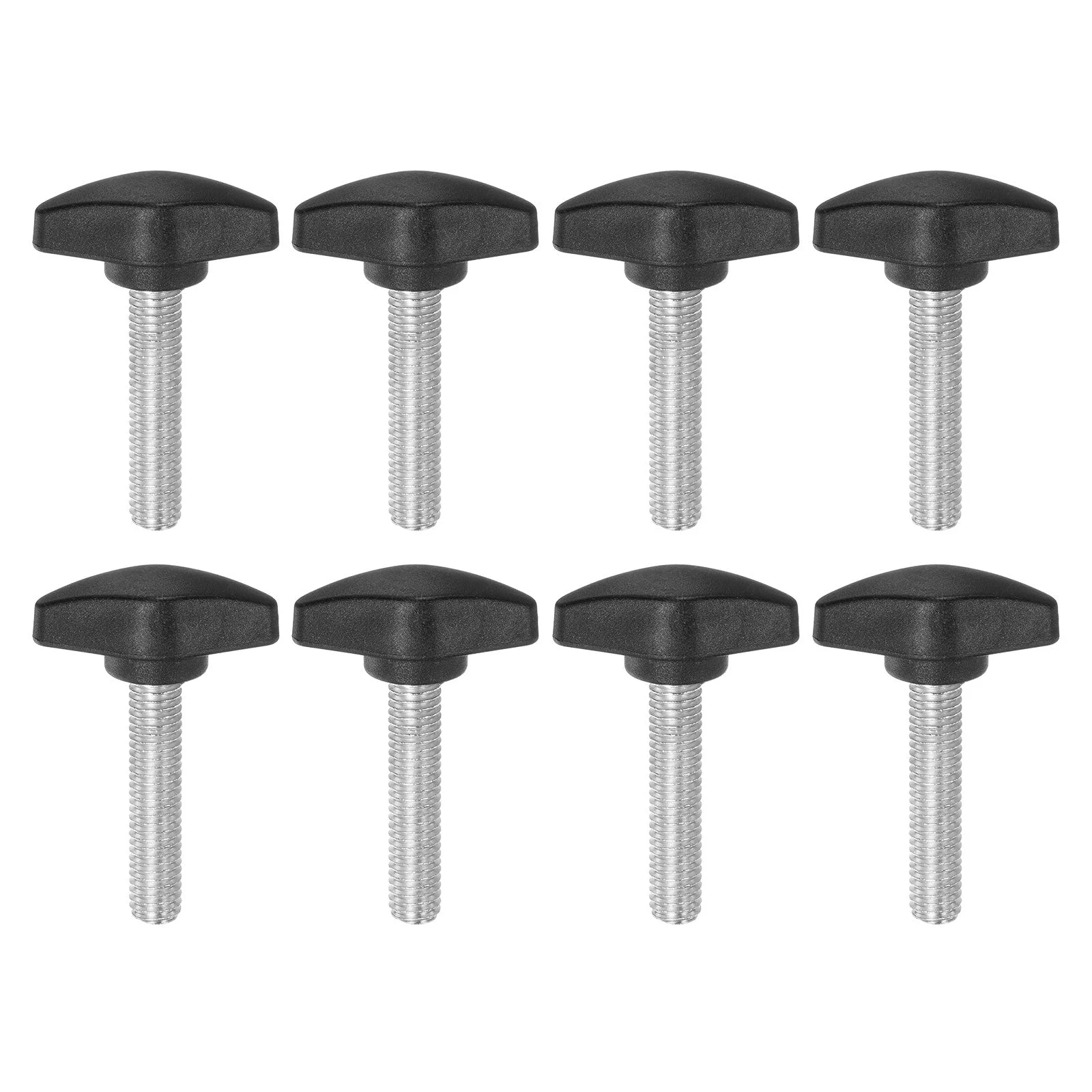 8pcs Tee Wing Knobs M8x35mm Metric Male Thread T Head Clamping Thumb Screw Black